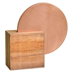 Vintage Italian Wood + Copper Square Sculpture by Banci Firenze