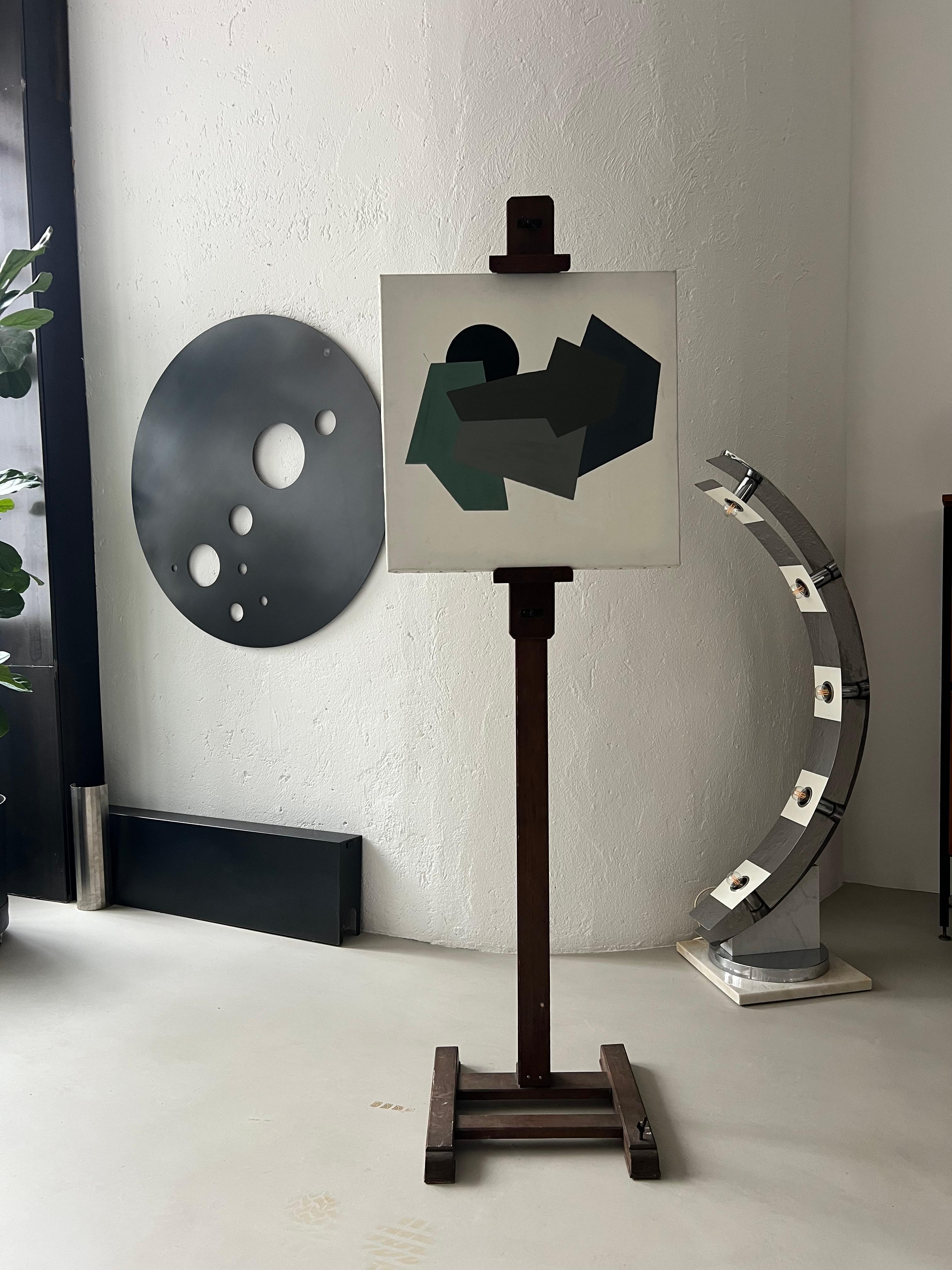 Italienische Vintage-Holz Staffelei, Kunsthalter, flacher Fernseherhalter aus Holz im Angebot 7