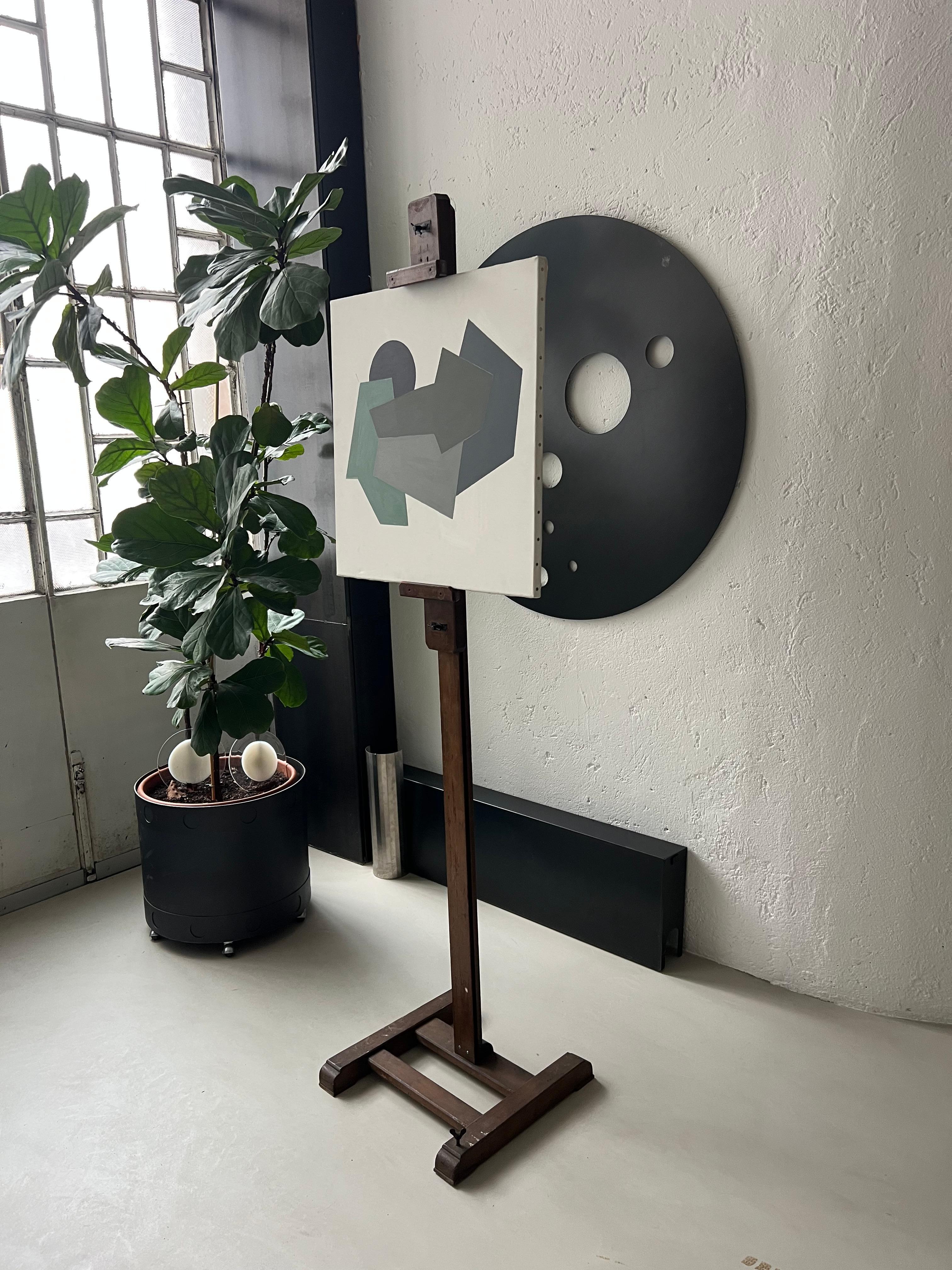 Italienische Vintage-Holz Staffelei, Kunsthalter, flacher Fernseherhalter aus Holz im Zustand „Relativ gut“ im Angebot in Milano, IT