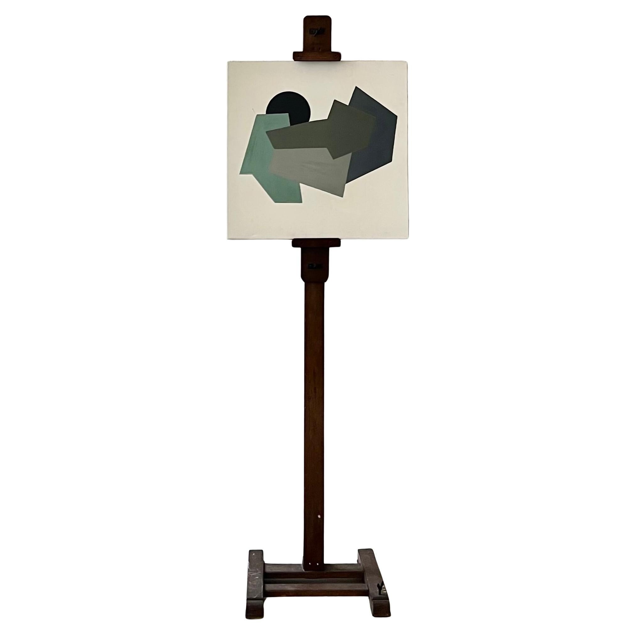 Italienische Vintage-Holz Staffelei, Kunsthalter, flacher Fernseherhalter aus Holz im Angebot