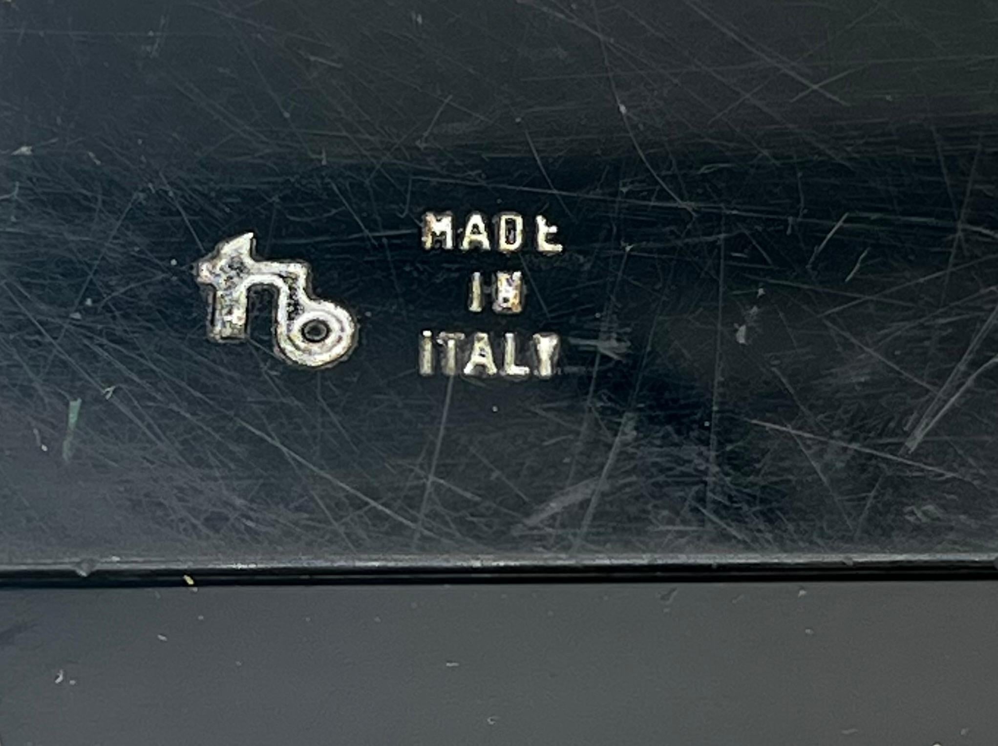 Vintage Italian Wood Inlaid Black Acrylic Lacquered Art Deco Ice Box 6