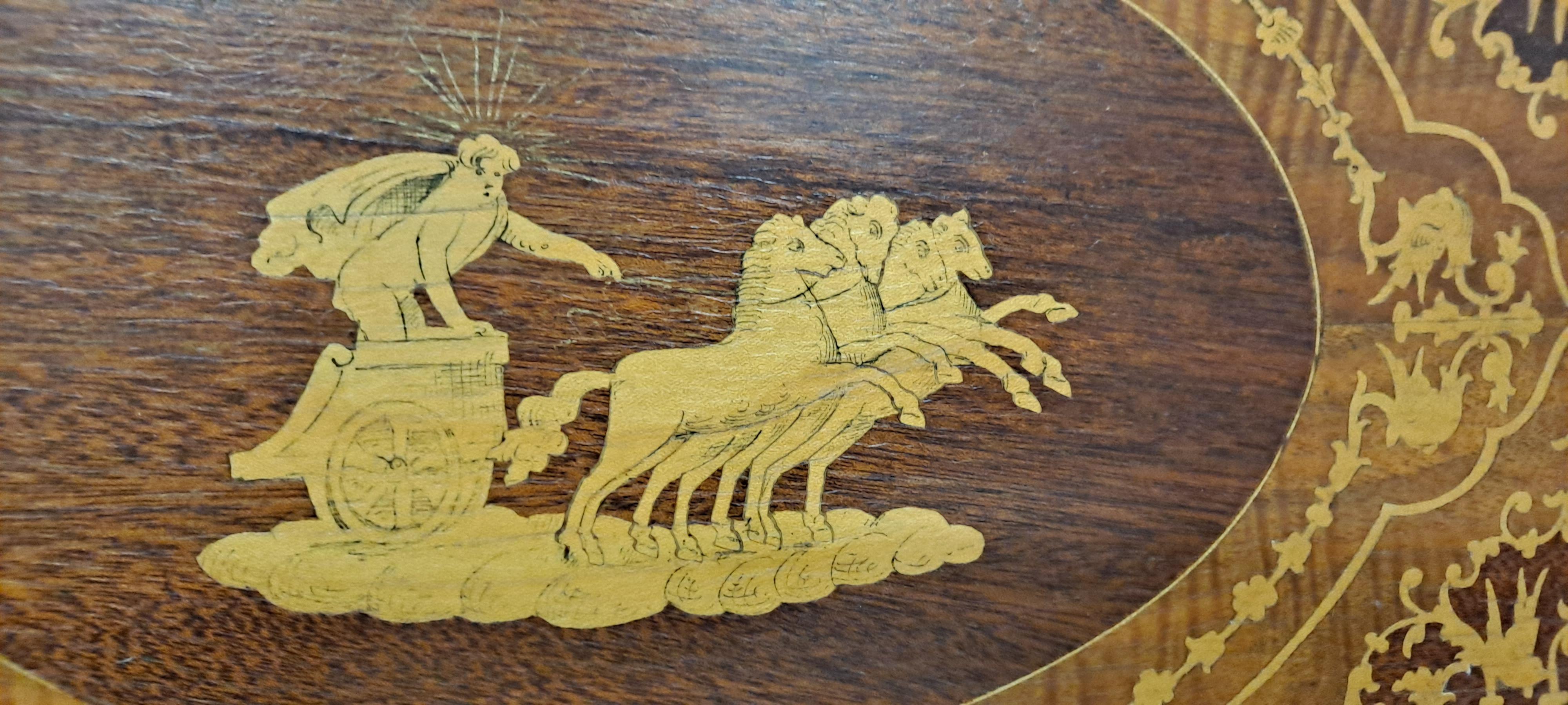Vintage Italian Wood Inlay Tray w/Music box In Good Condition For Sale In San Francisco, CA