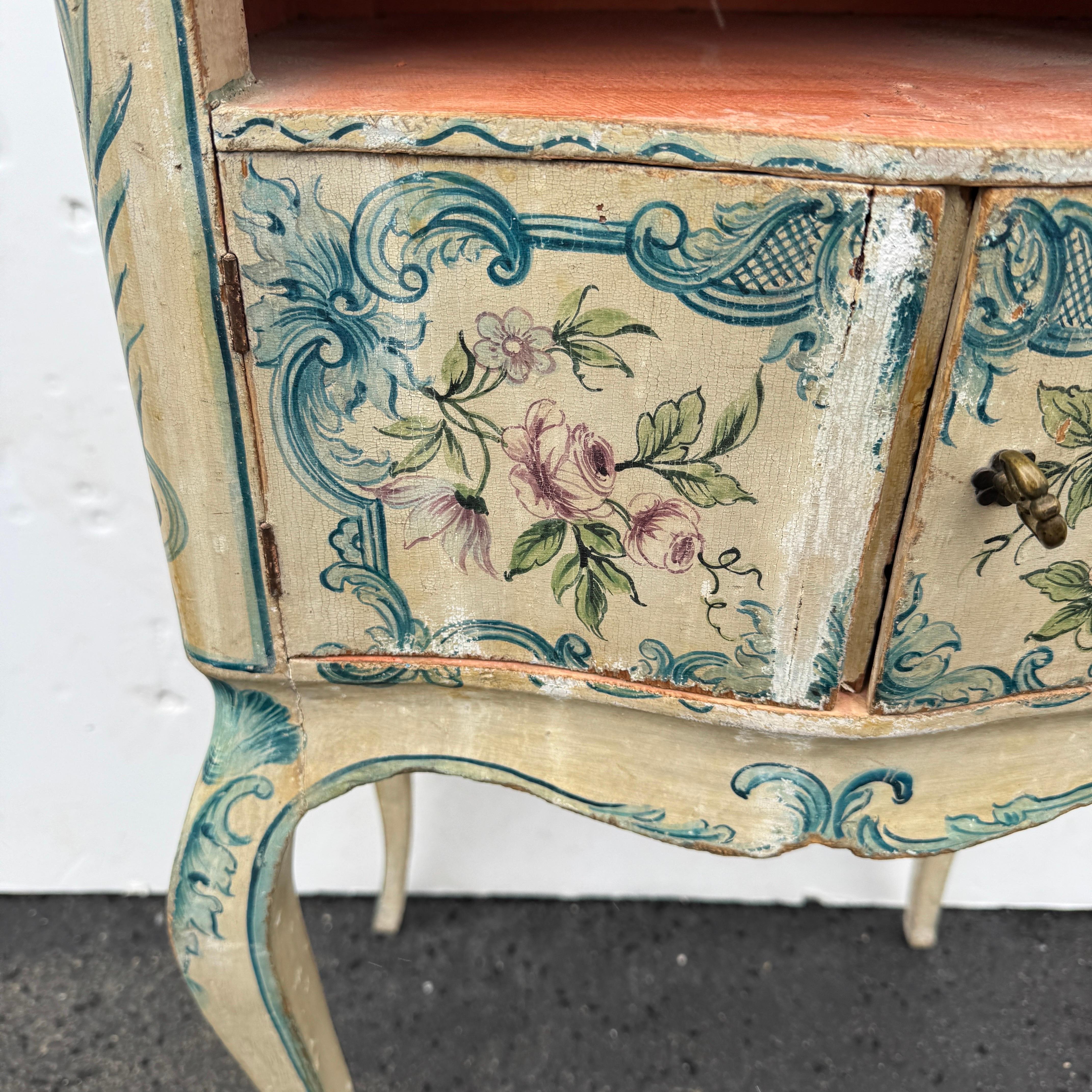 Mesilla de noche vintage italiana de madera pintada, circa años 60 en venta 5