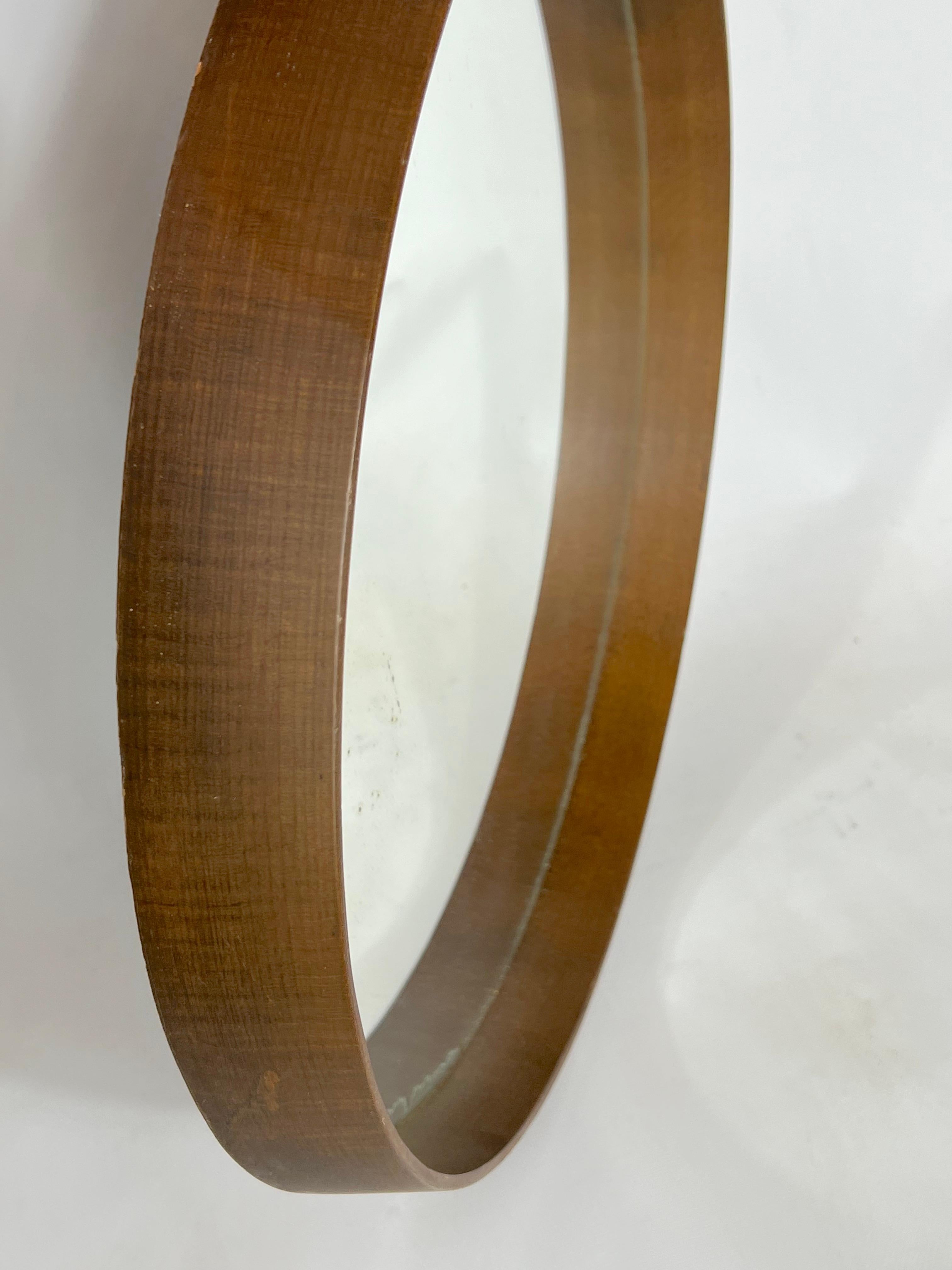 Vintage Italian Wood Round Wall Mirror from 50s For Sale 5