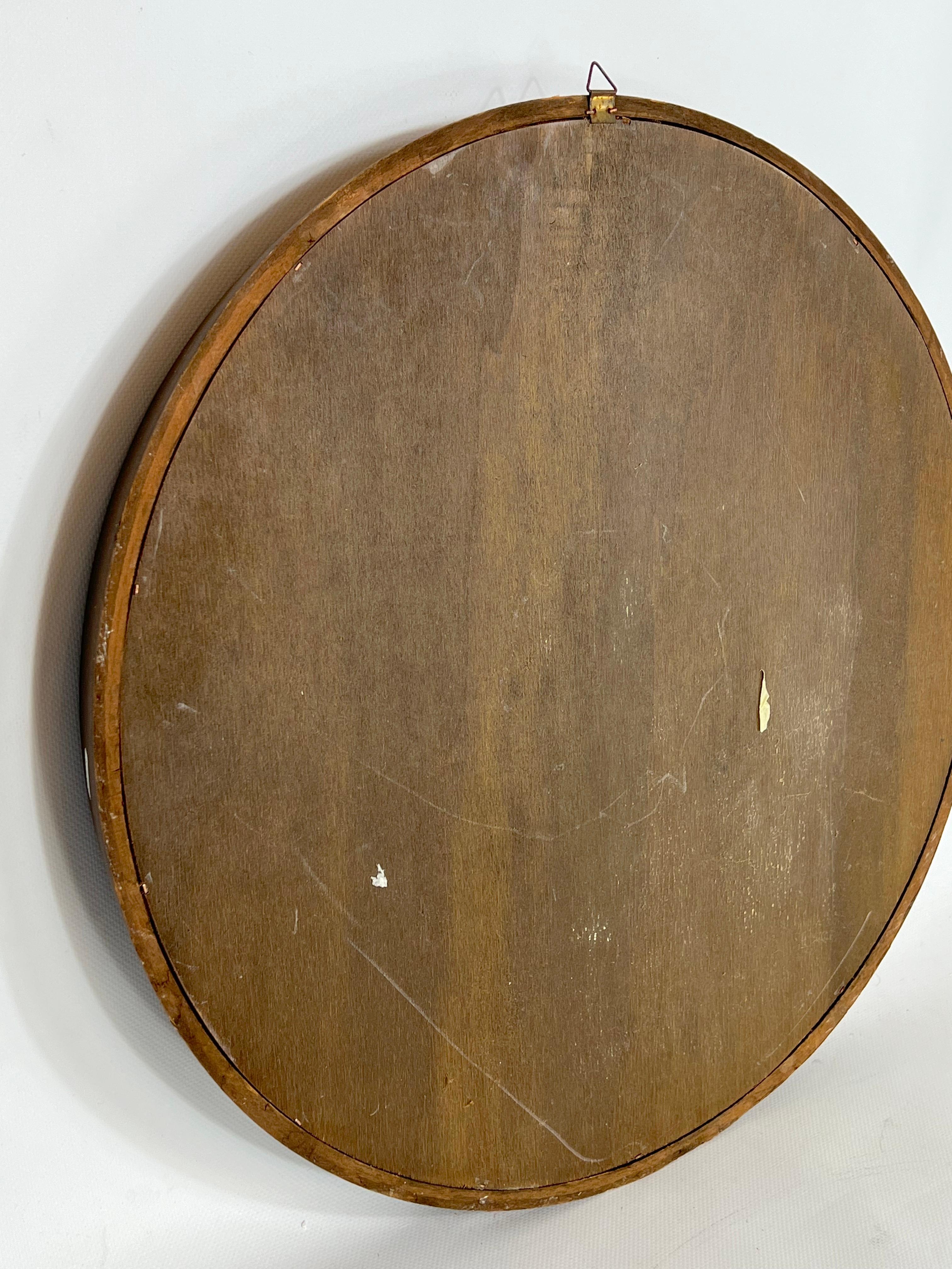 Vintage Italian Wood Round Wall Mirror from 50s For Sale 7