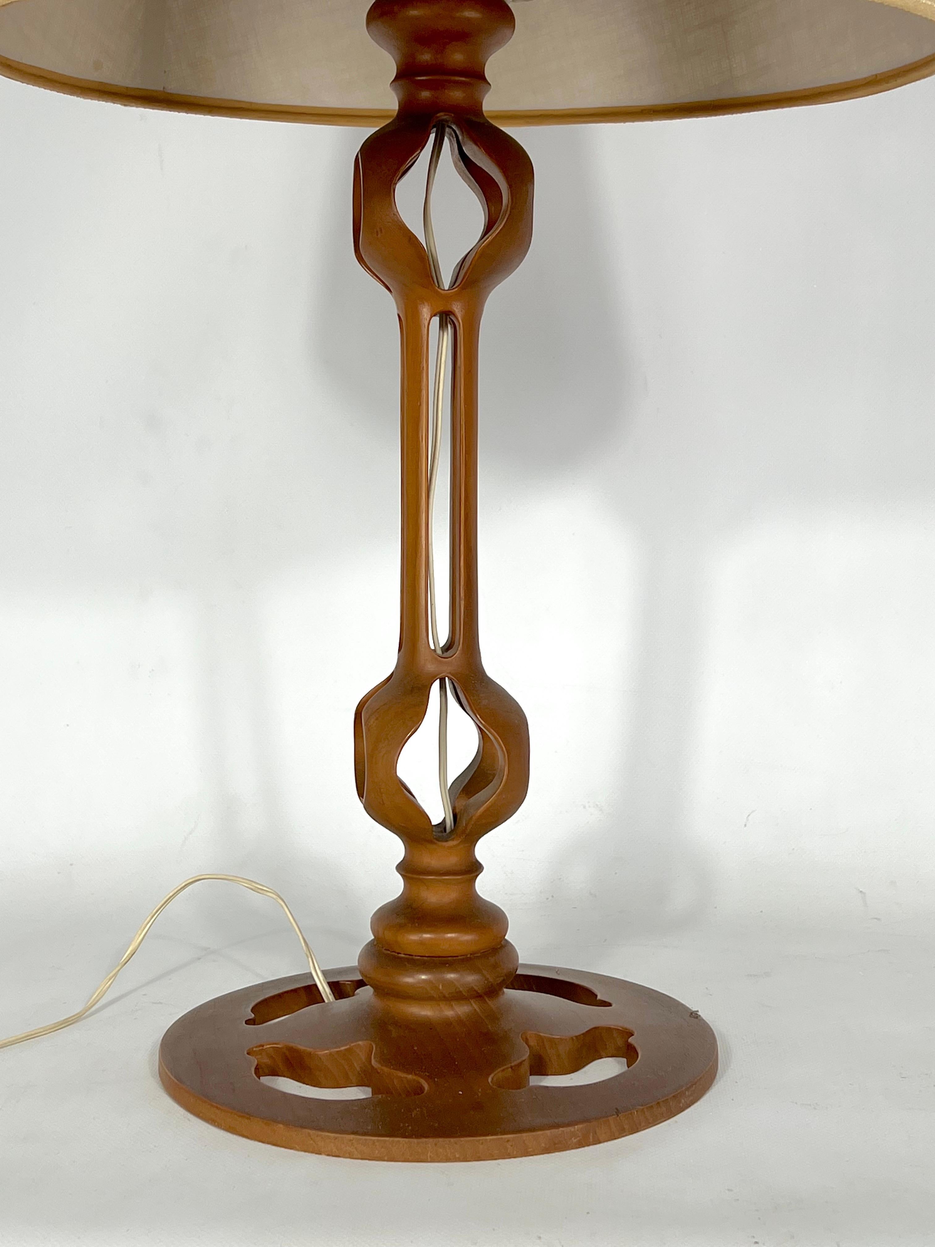 Lampe de table italienne vintage en bois des années 50 en vente 4