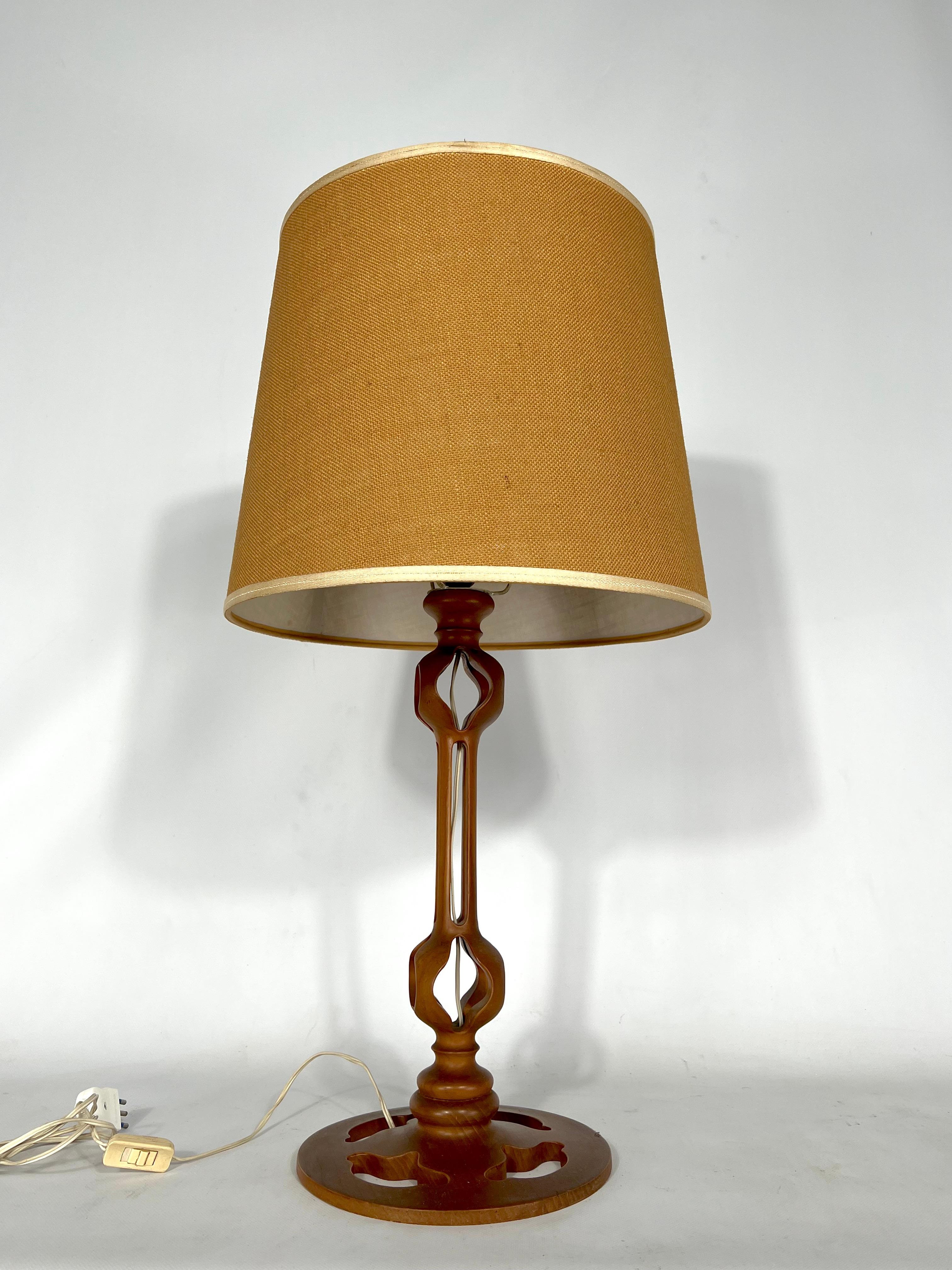 Vintage Italian wood table lamp from 50s For Sale 5