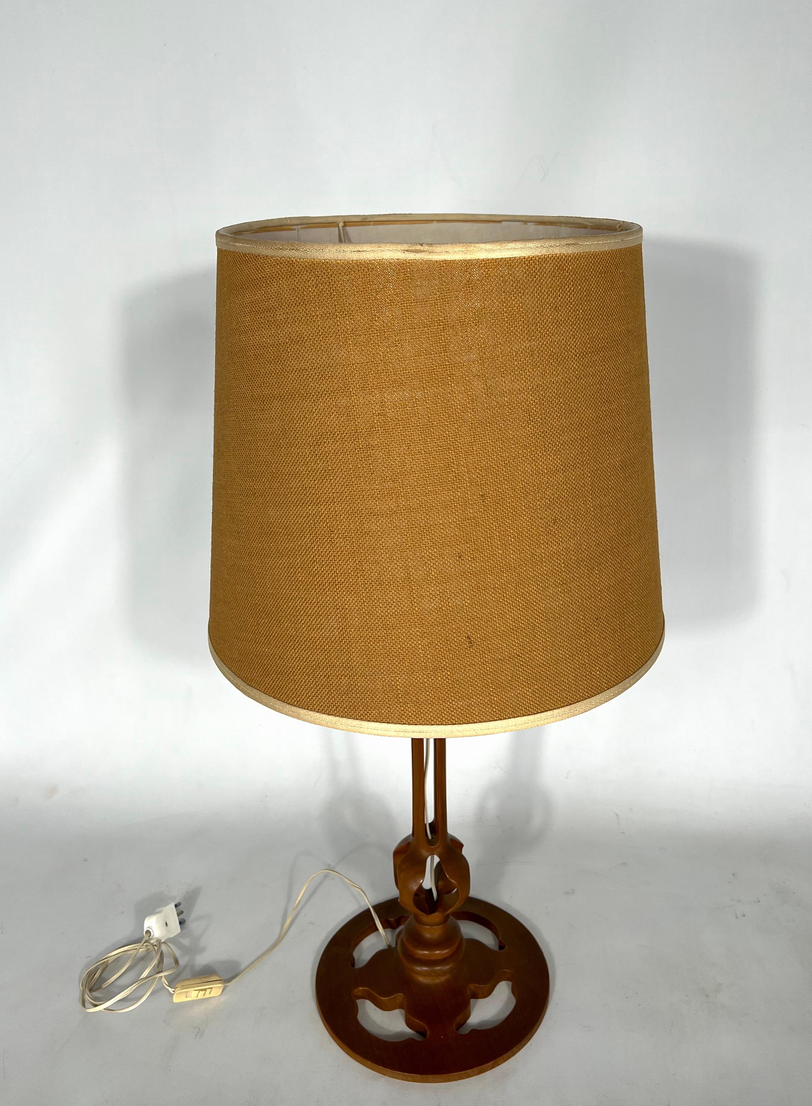 Vintage Italian wood table lamp from 50s For Sale 6