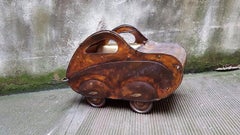 Mid-20th Century, Italian metal car shaped Baby Pram by 'Giordani', 1942