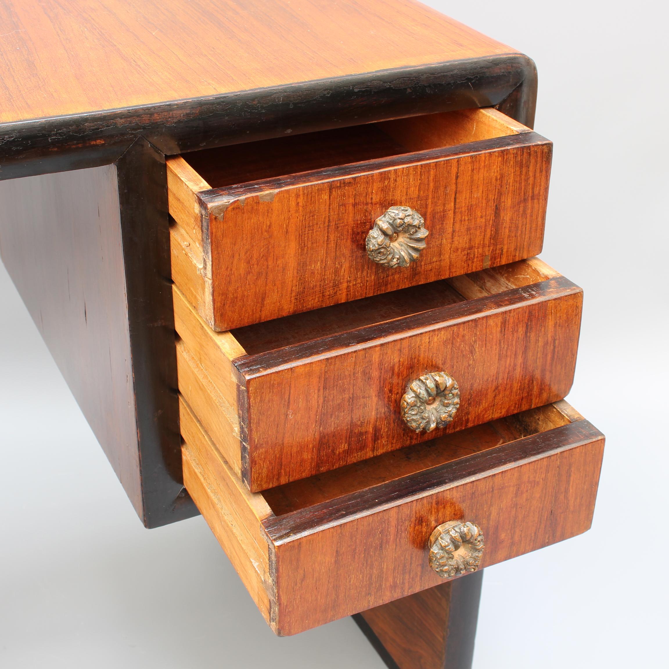 Vintage Italian Wooden Desk, circa 1970s 8