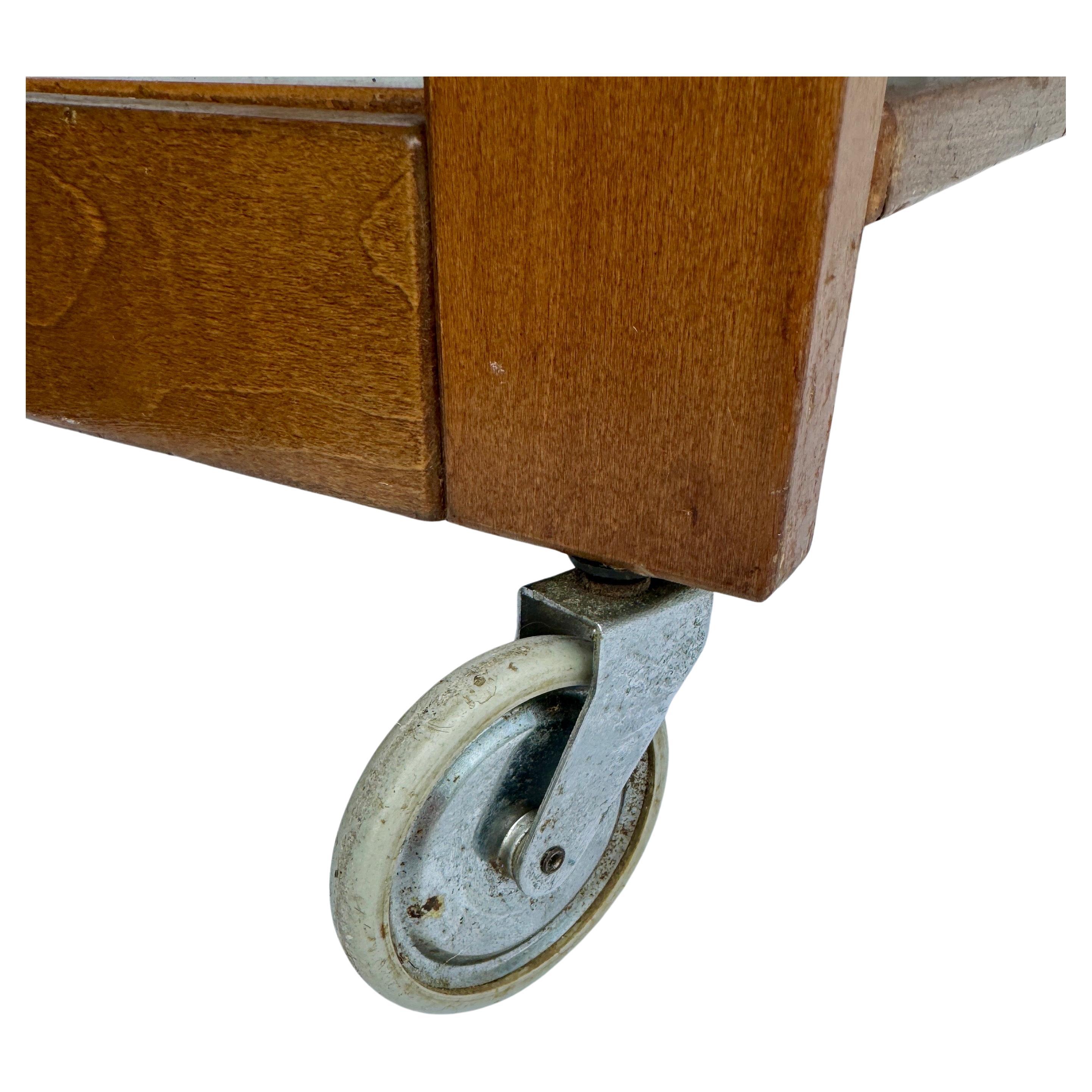 Vintage Italian Wooden Folding Trolley Bar Cart by Ciatti For Sale 7
