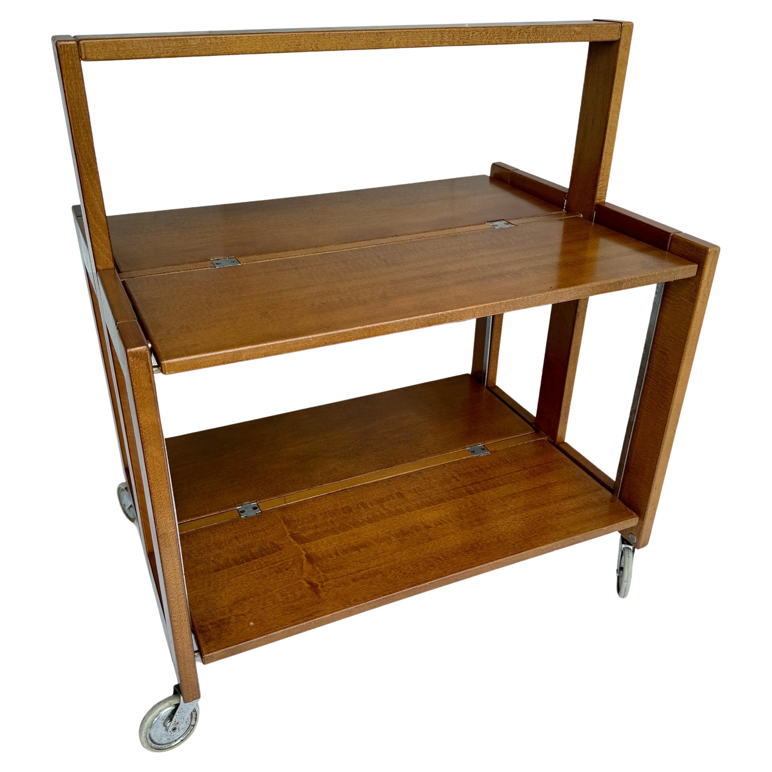 Carro de bar plegable de madera italiano vintage by Ciatti en venta 1