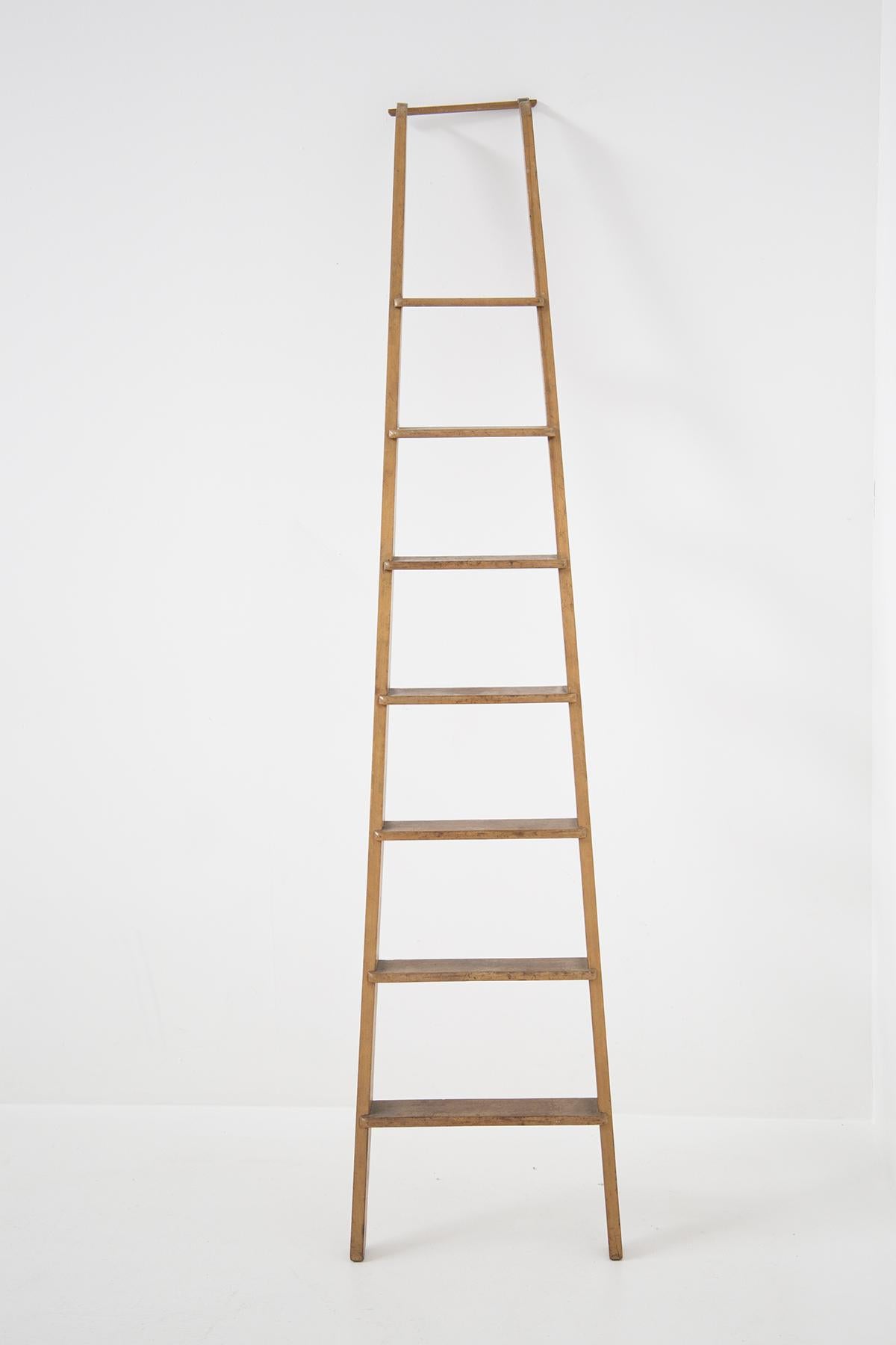 Mid-20th Century Vintage Italian Wooden Ladder For Sale