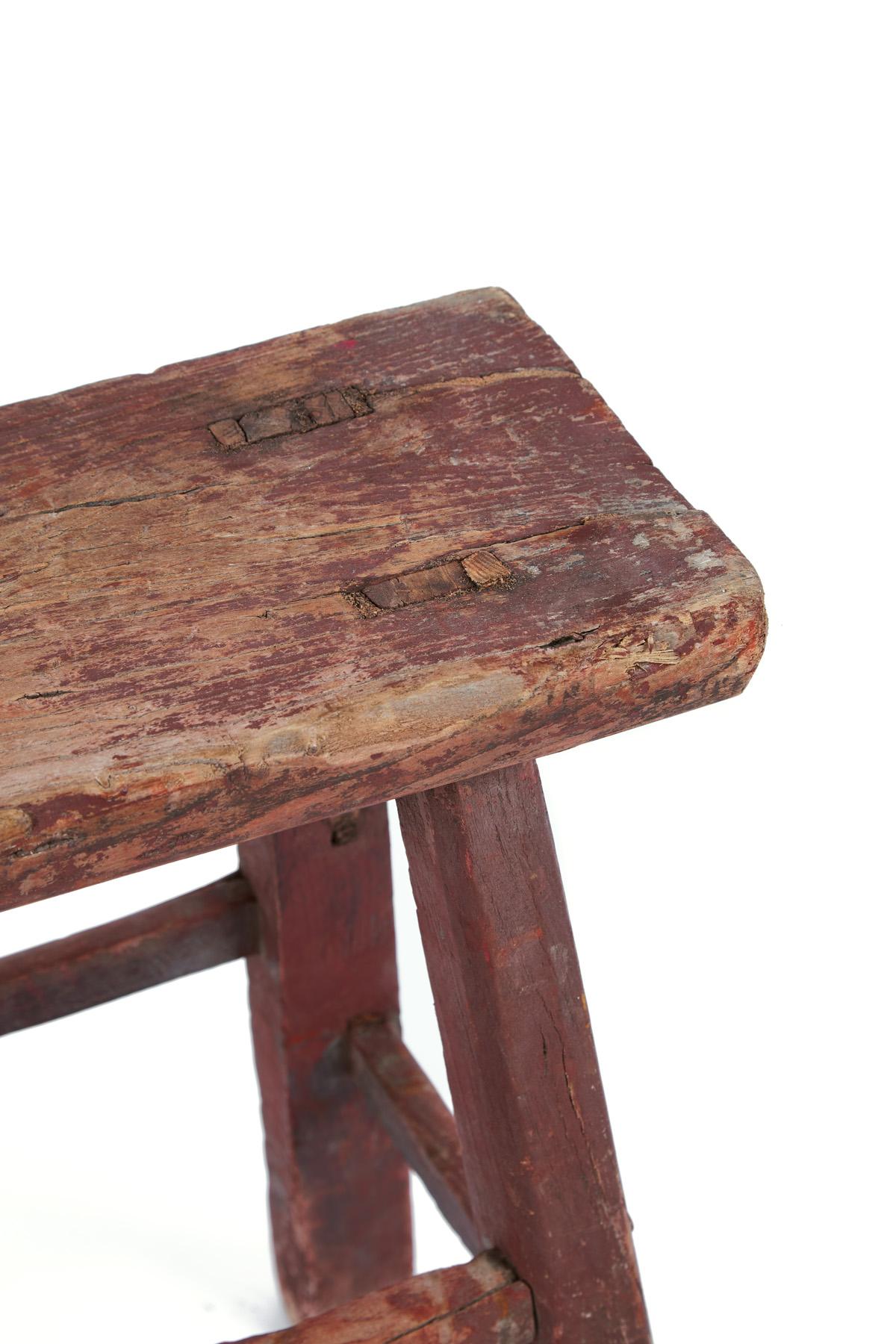 Vintage Italian Wooden Stool In Distressed Condition For Sale In Soho, London, GB