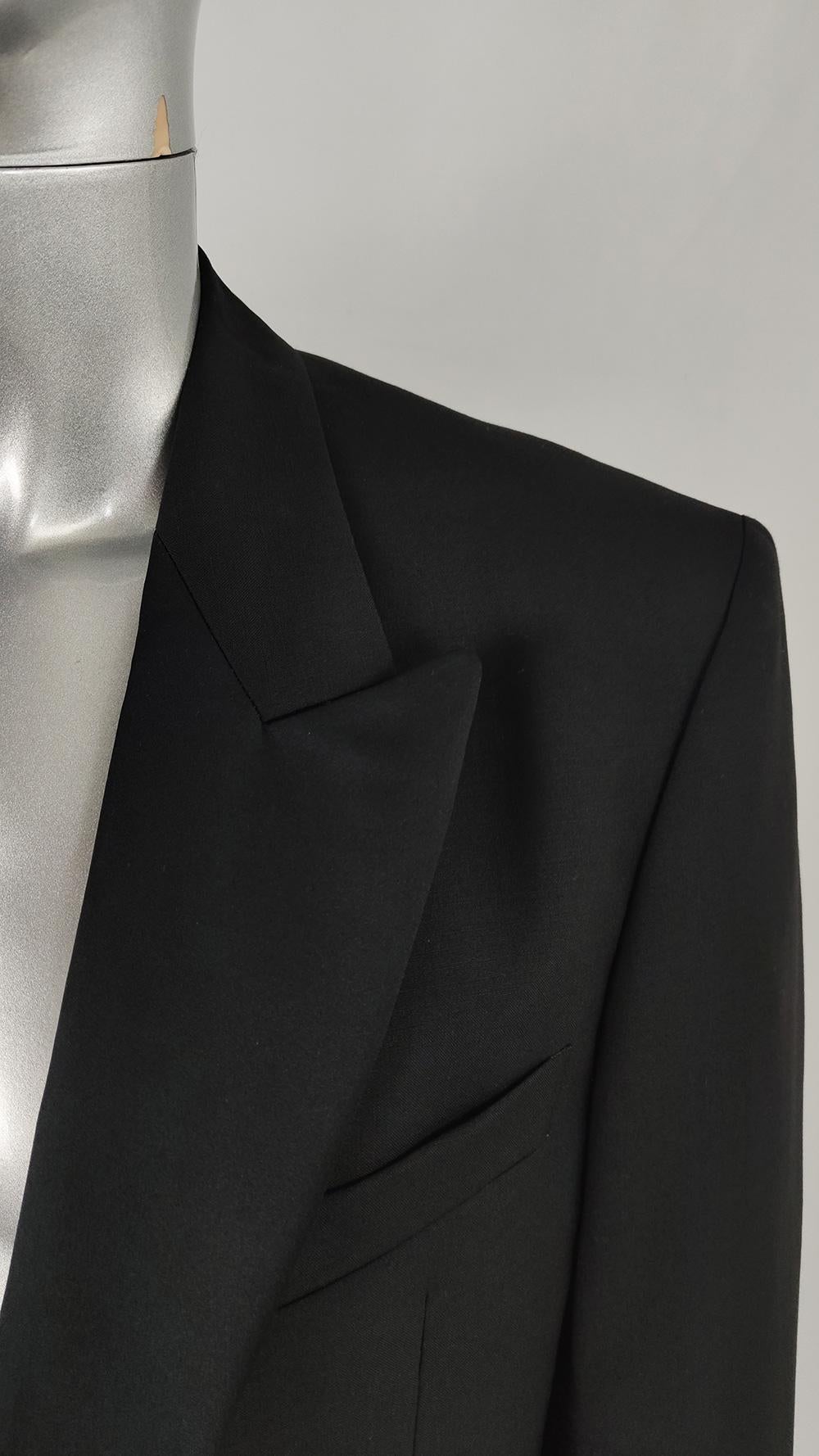 Men's Vintage Italian Wool & Mohair Mens Black Blazer Tuxedo Jacket For Sale