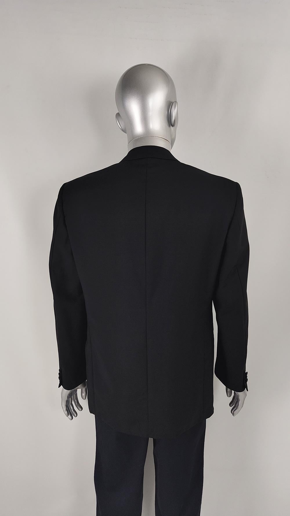 Vintage Italian Wool & Mohair Mens Black Blazer Tuxedo Jacket For Sale 2