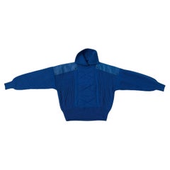 Pull en laine italienne vintage avec panneau matelassé et empiècements en cuir sur les épaules