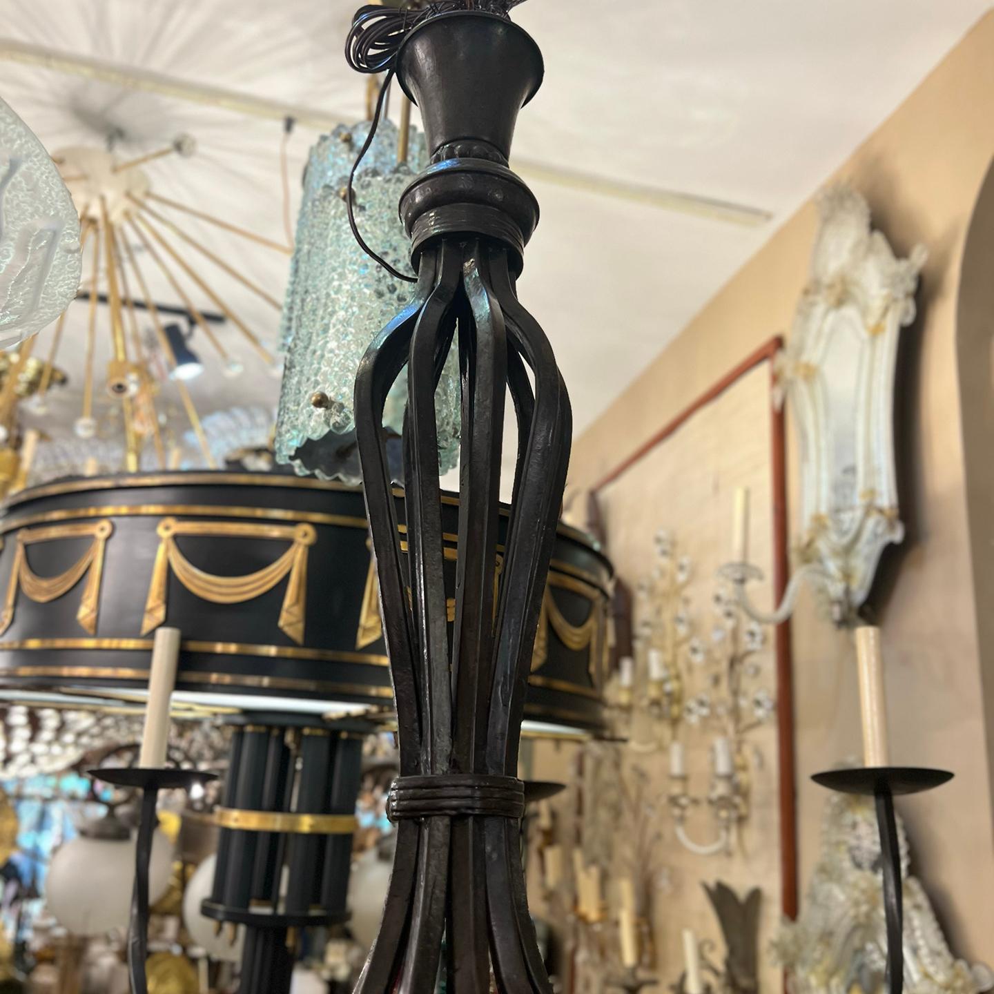 Vintage Italian Wrought Iron Chandelier. For Sale 1