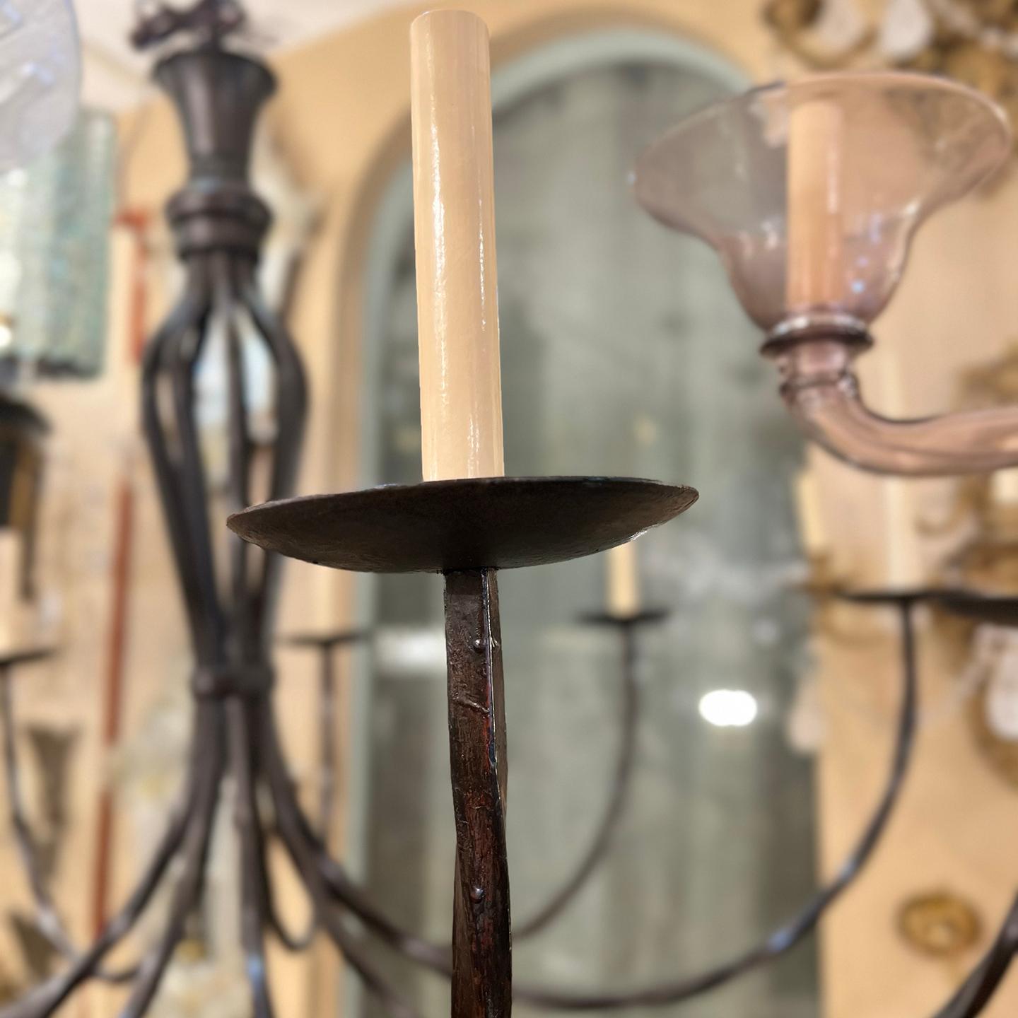 Vintage Italian Wrought Iron Chandelier. For Sale 3