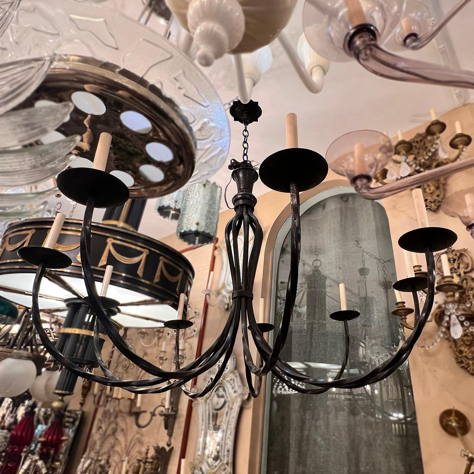 Vintage Italian Wrought Iron Chandelier. For Sale 4