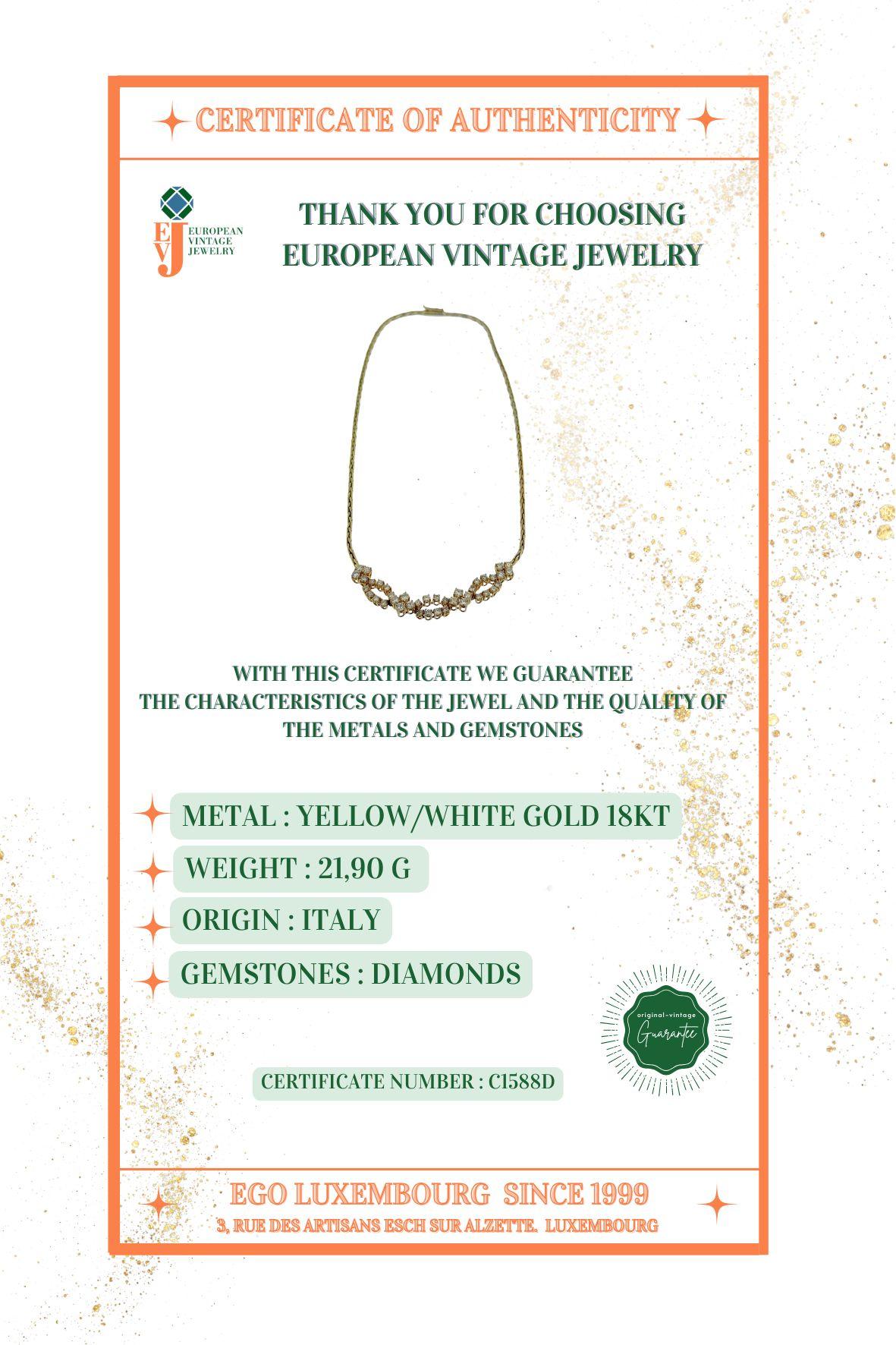 Collana d'epoca in oro giallo e bianco con 3,0ct di diamanti naturali in vendita 5