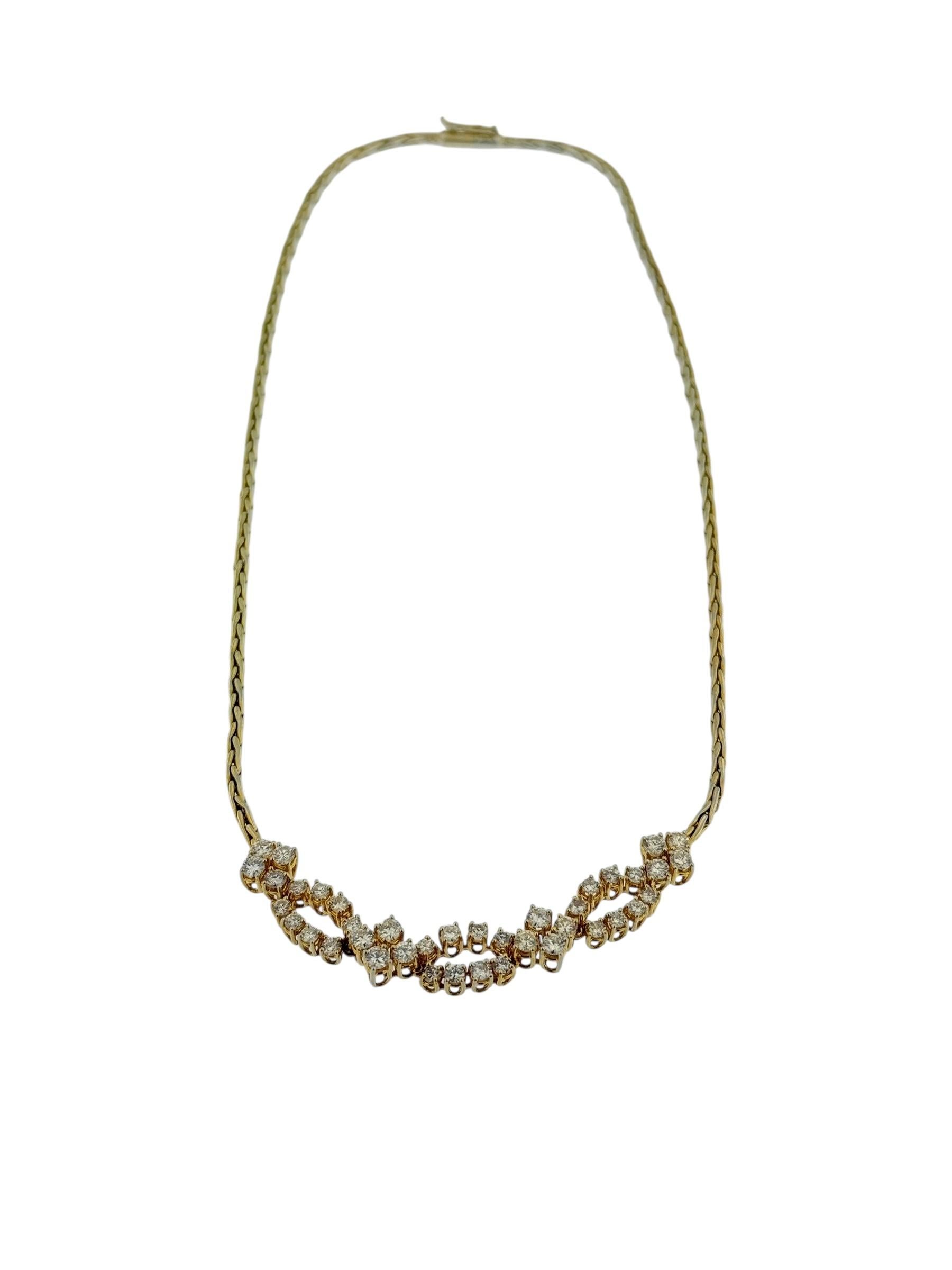 Taglio brillante Collana d'epoca in oro giallo e bianco con 3,0ct di diamanti naturali in vendita