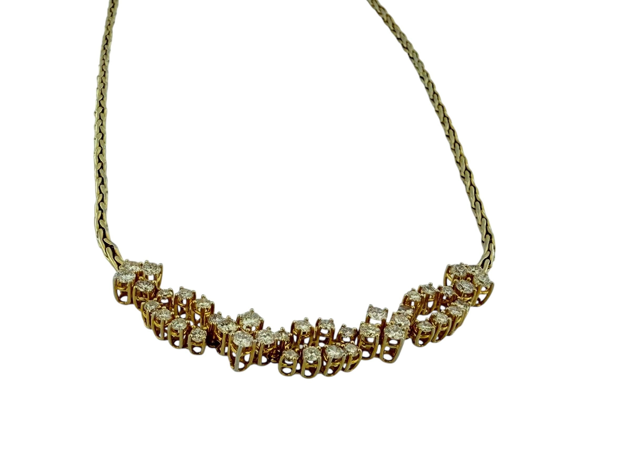 Collana d'epoca in oro giallo e bianco con 3,0ct di diamanti naturali In condizioni buone in vendita a Esch sur Alzette, Esch-sur-Alzette