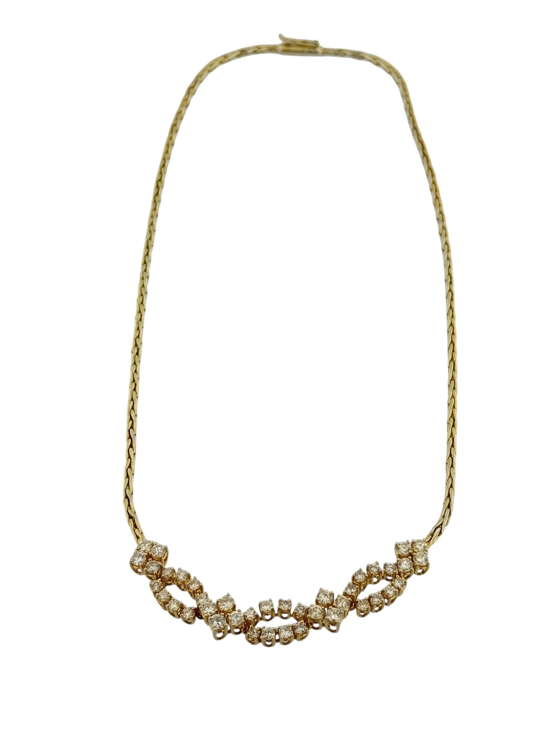 da uomo o donna Collana d'epoca in oro giallo e bianco con 3,0ct di diamanti naturali in vendita