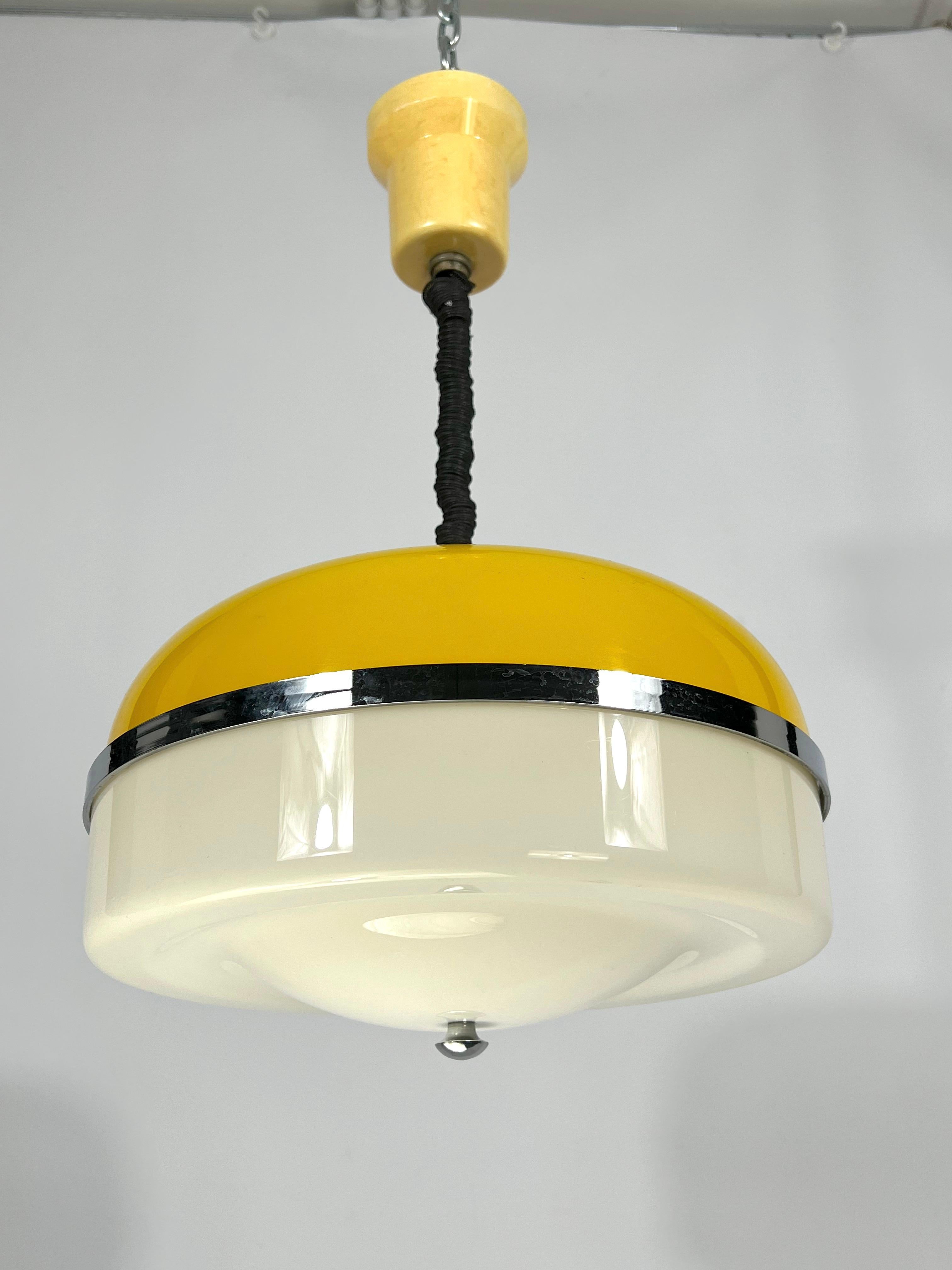 Vintage Italian Yellow and White Perspex Hanging Lamp from 60s 5