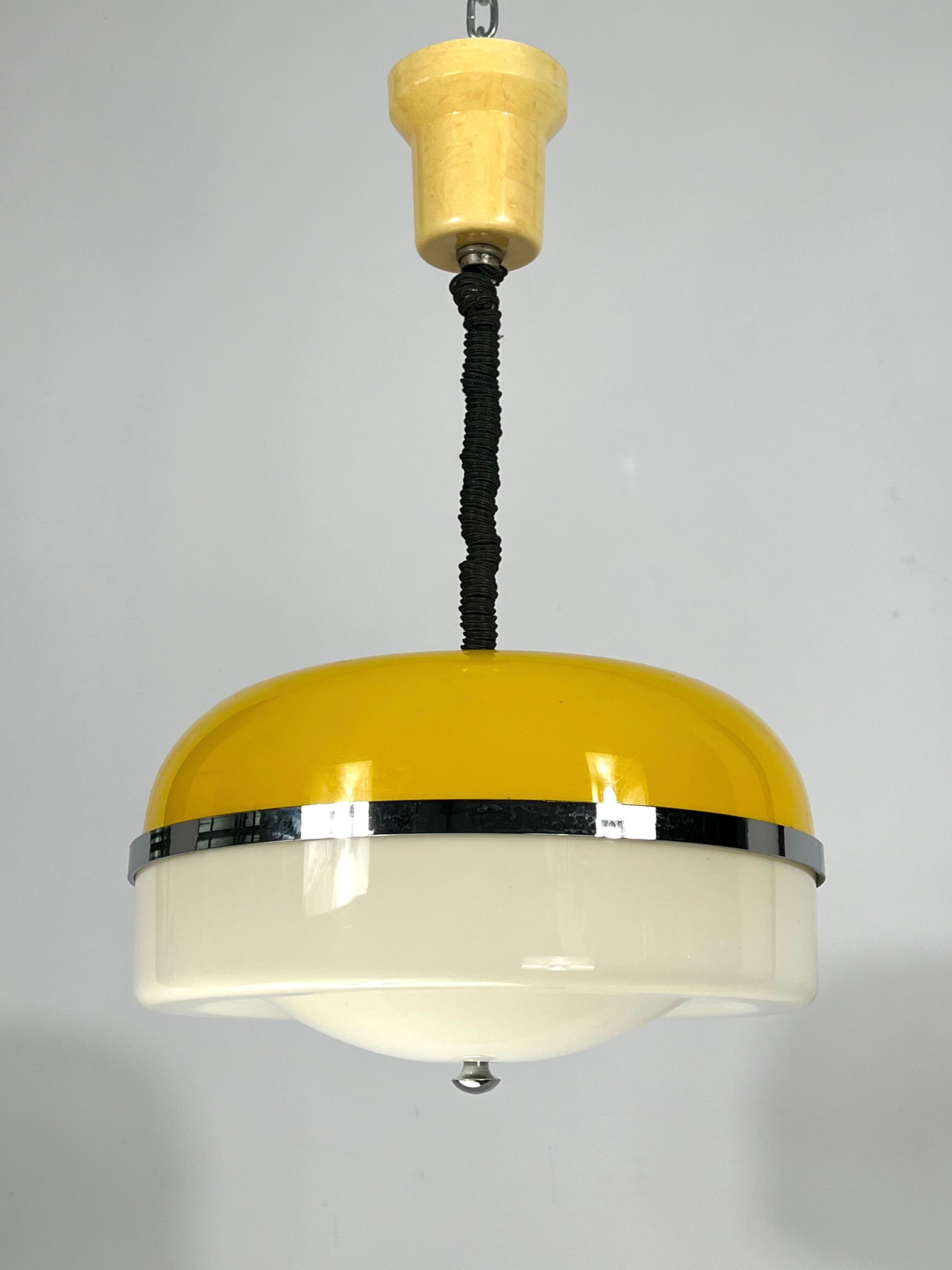 Vintage Italian Yellow and White Perspex Hanging Lamp from 60s 3