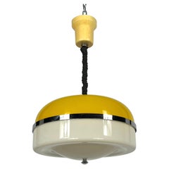 Vintage Italian Yellow and White Perspex Hanging Lamp from 60s
