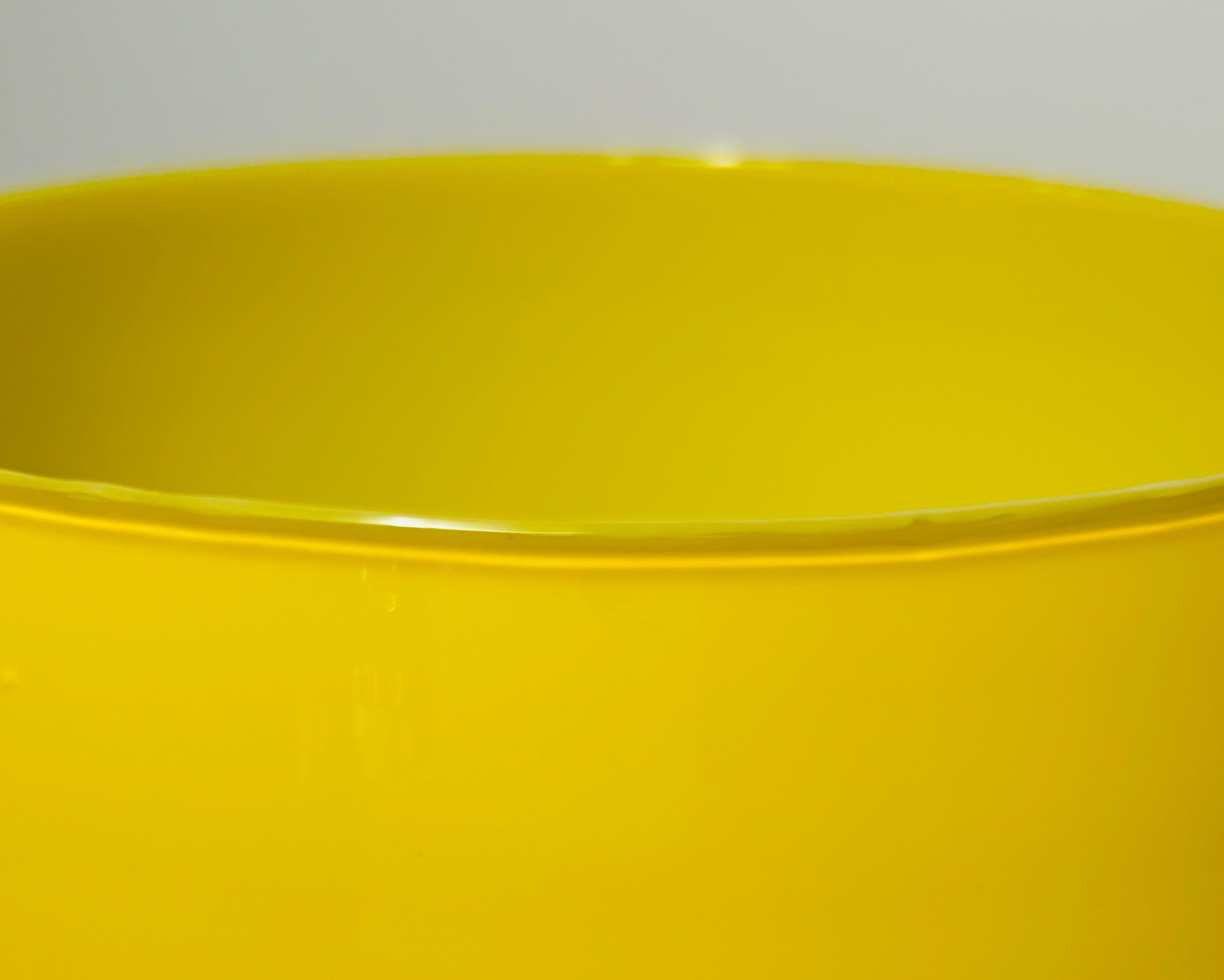 Blown Glass Vintage Italian Yellow Cased Glass Covered Vase or Urn Circa 1960's For Sale