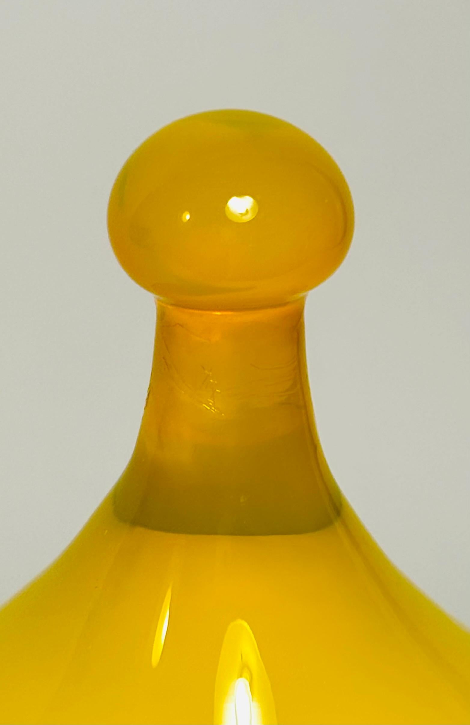 Vintage Italian Yellow Cased Glass Covered Vase or Urn Circa 1960's For Sale 2