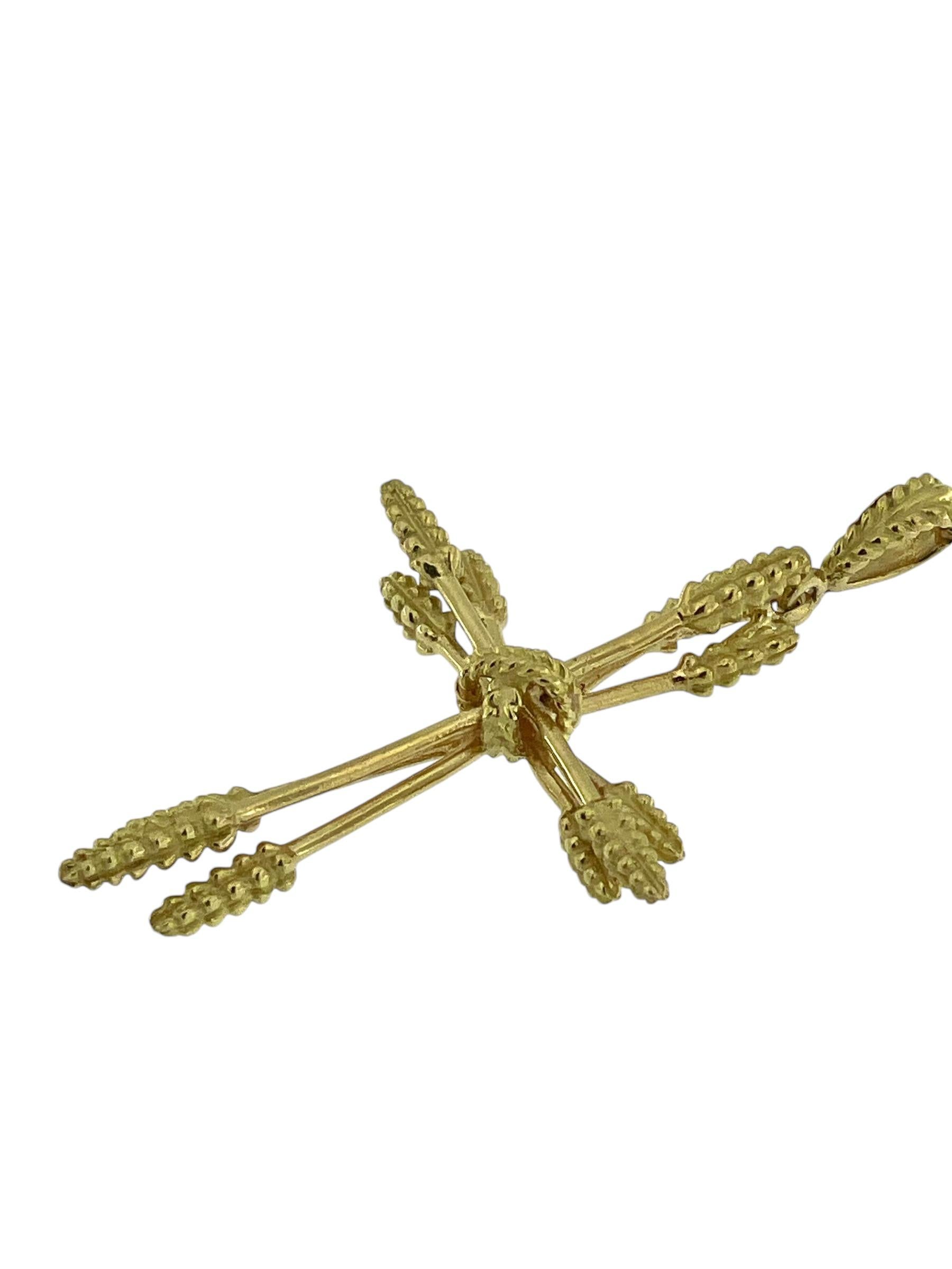 Femenino o masculino Cruz italiana vintage de oro amarillo con diseño 