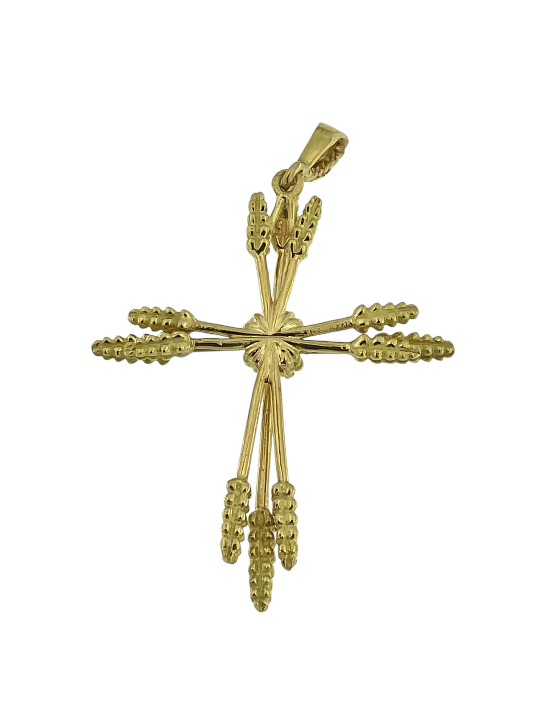 Cruz italiana vintage de oro amarillo con diseño 