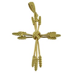 Croix italienne vintage en or jaune « Ears of Wheat »