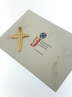 Vintage Italian Yellow Gold Cross with Stars Design