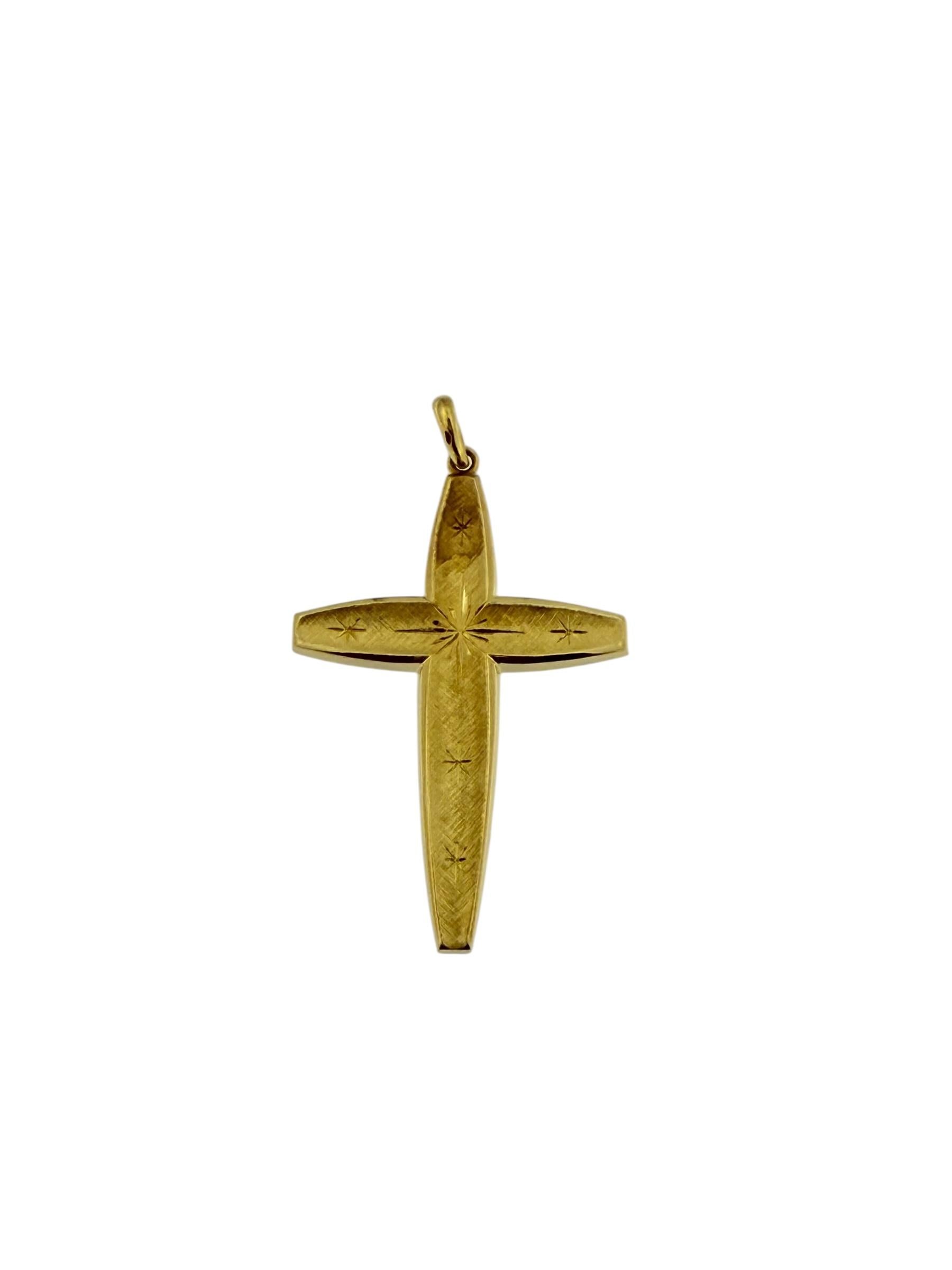 Vintage Italian Yellow Gold Cross with Stars Design Bon état - En vente à Esch sur Alzette, Esch-sur-Alzette