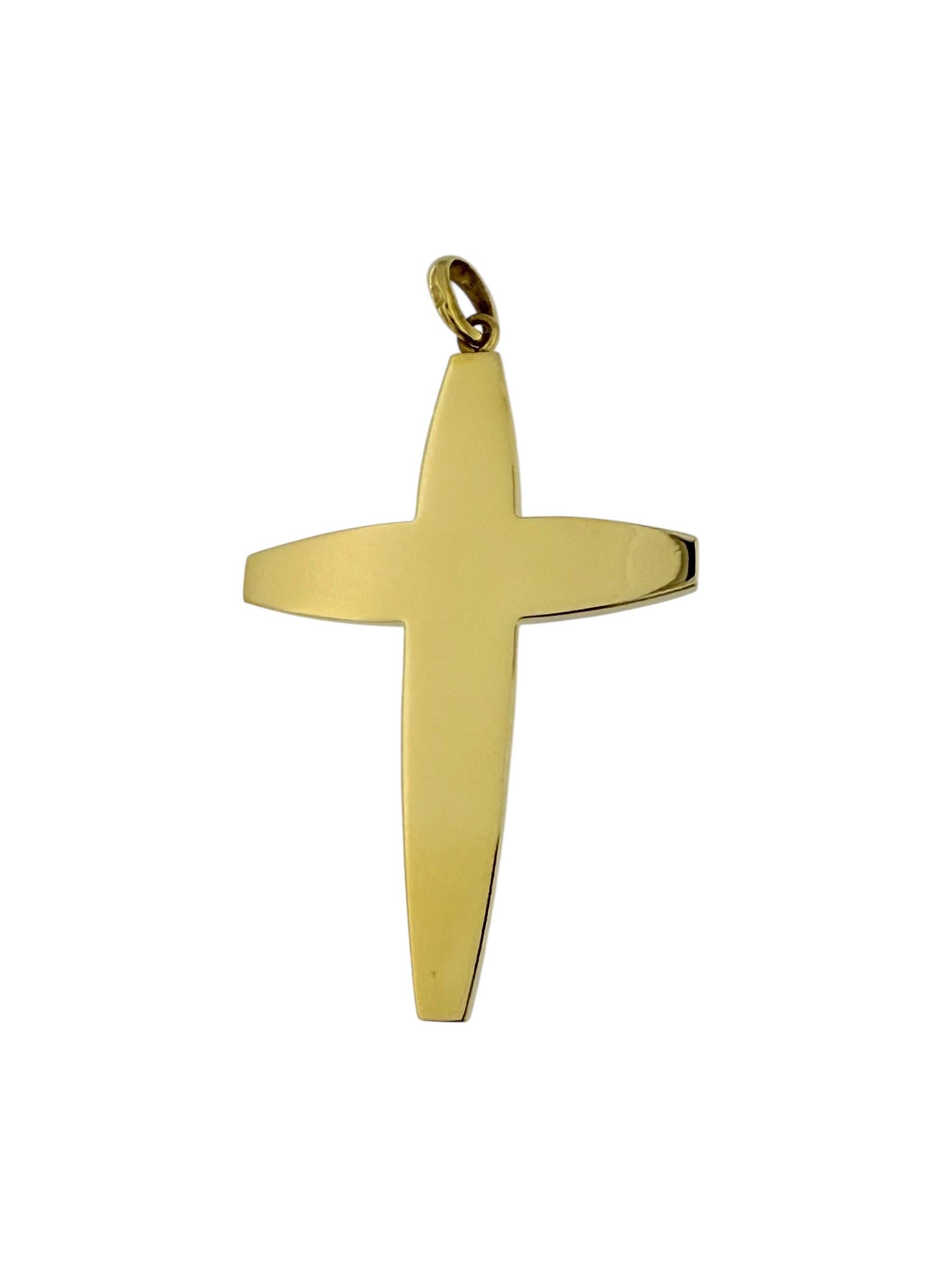 Vintage Italian Yellow Gold Cross with Stars Design Unisexe en vente