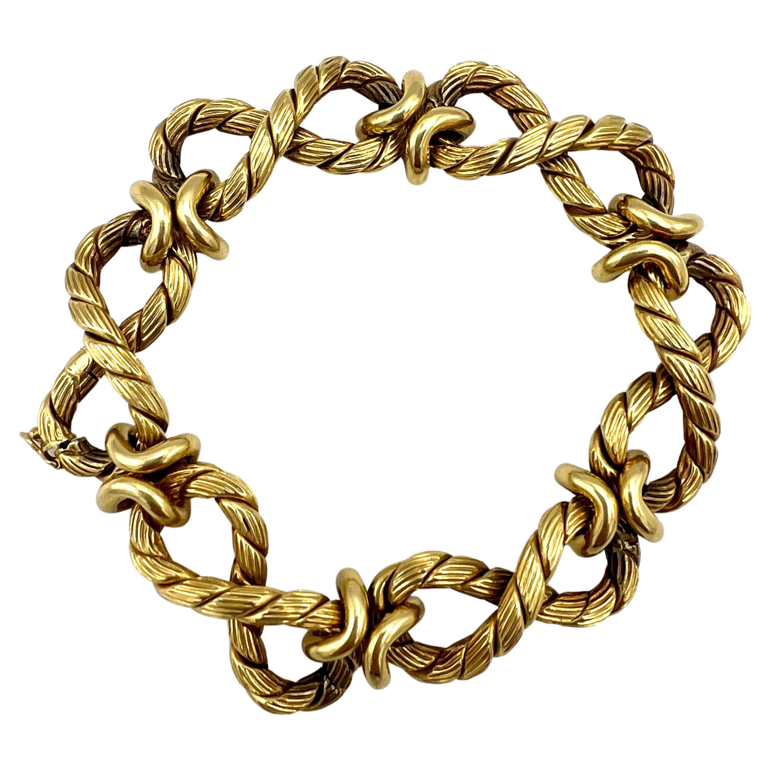 Vintage Italian Yellow Gold Link Bracelet For Sale