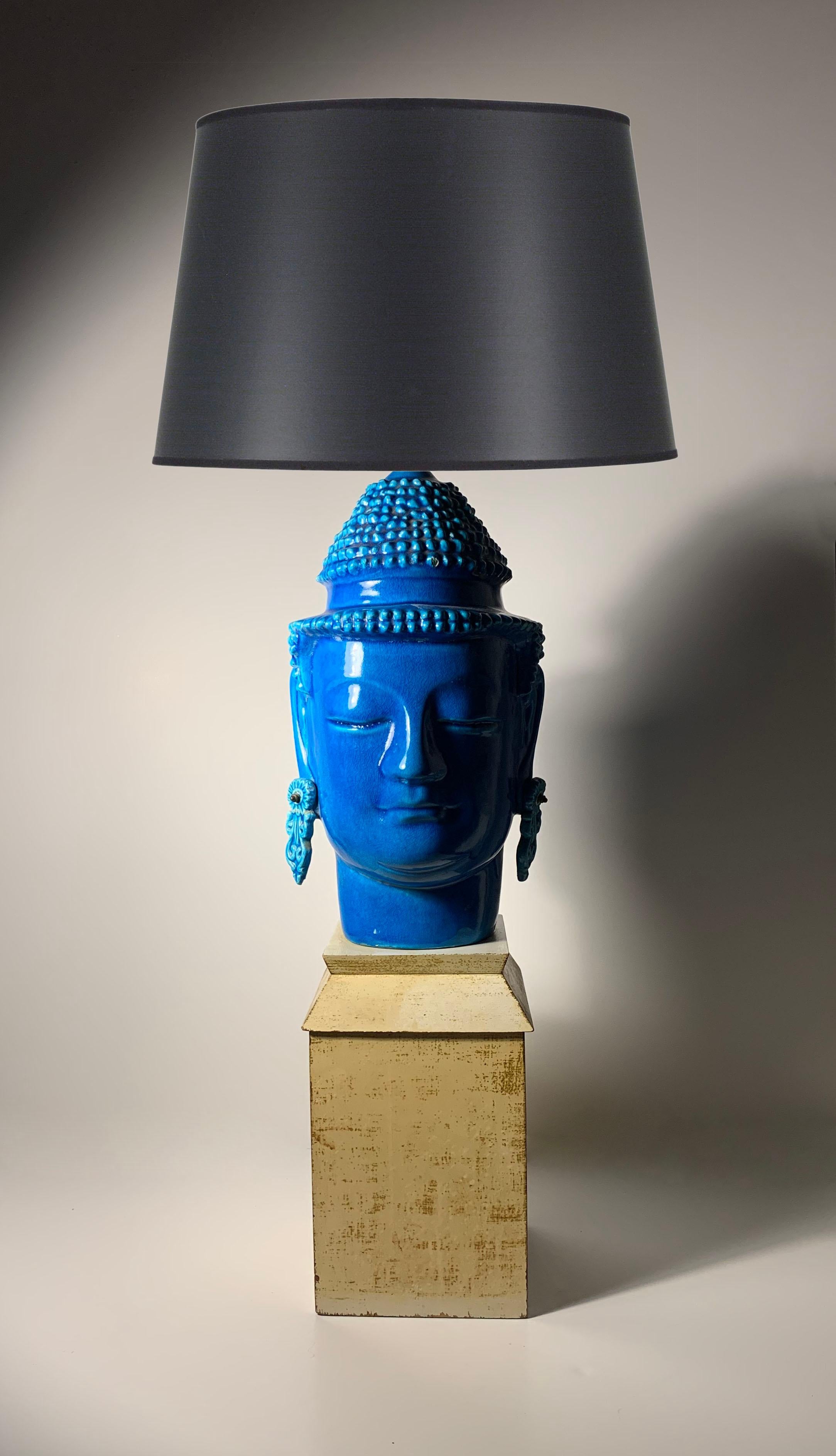 Vintage Italian Zaccagnini Monumental Buddha Head Ceramic Lamp Base at ...