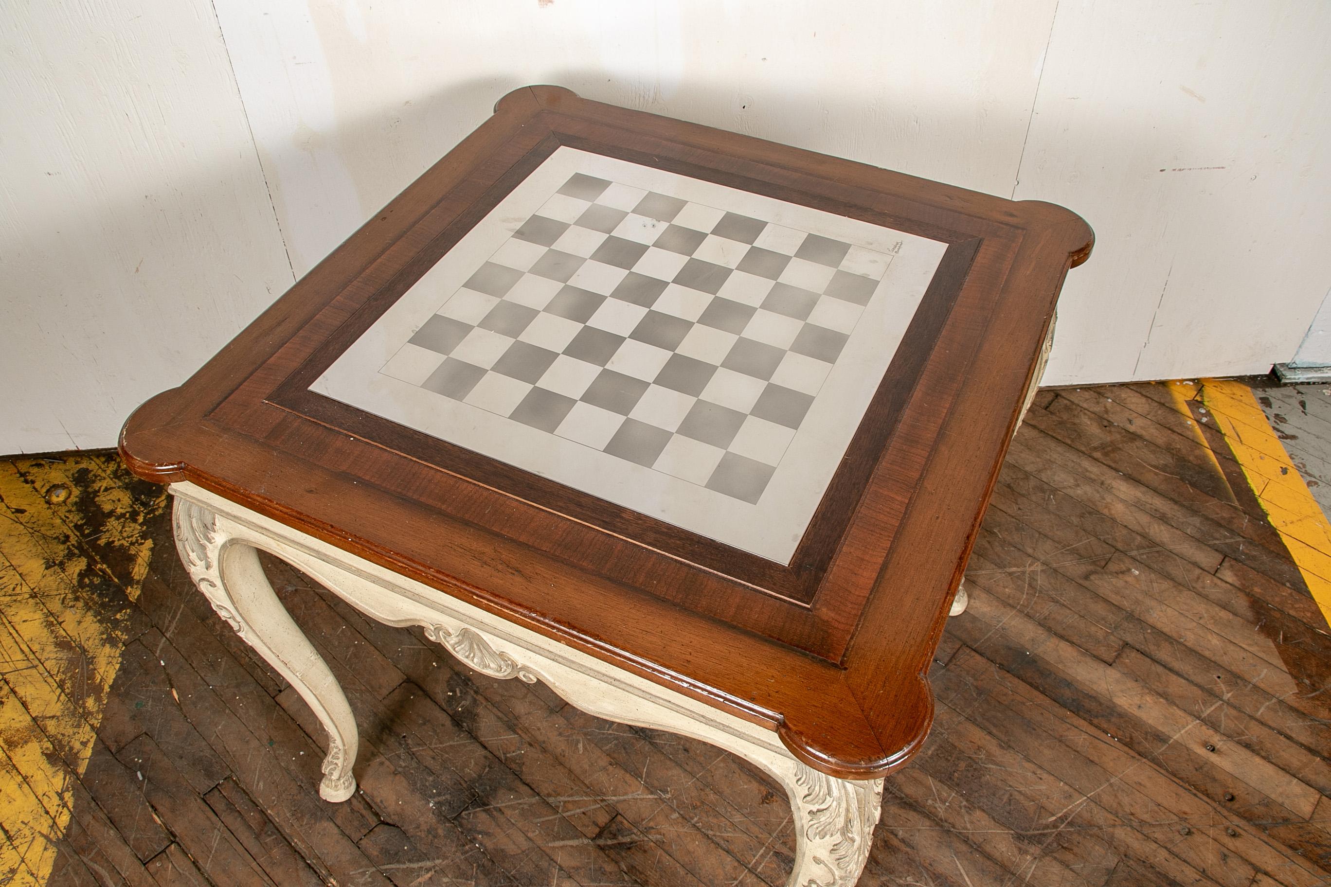 Vintage Italianate Games Table with Designer Chess Board and Cenedese Murano Gla 4