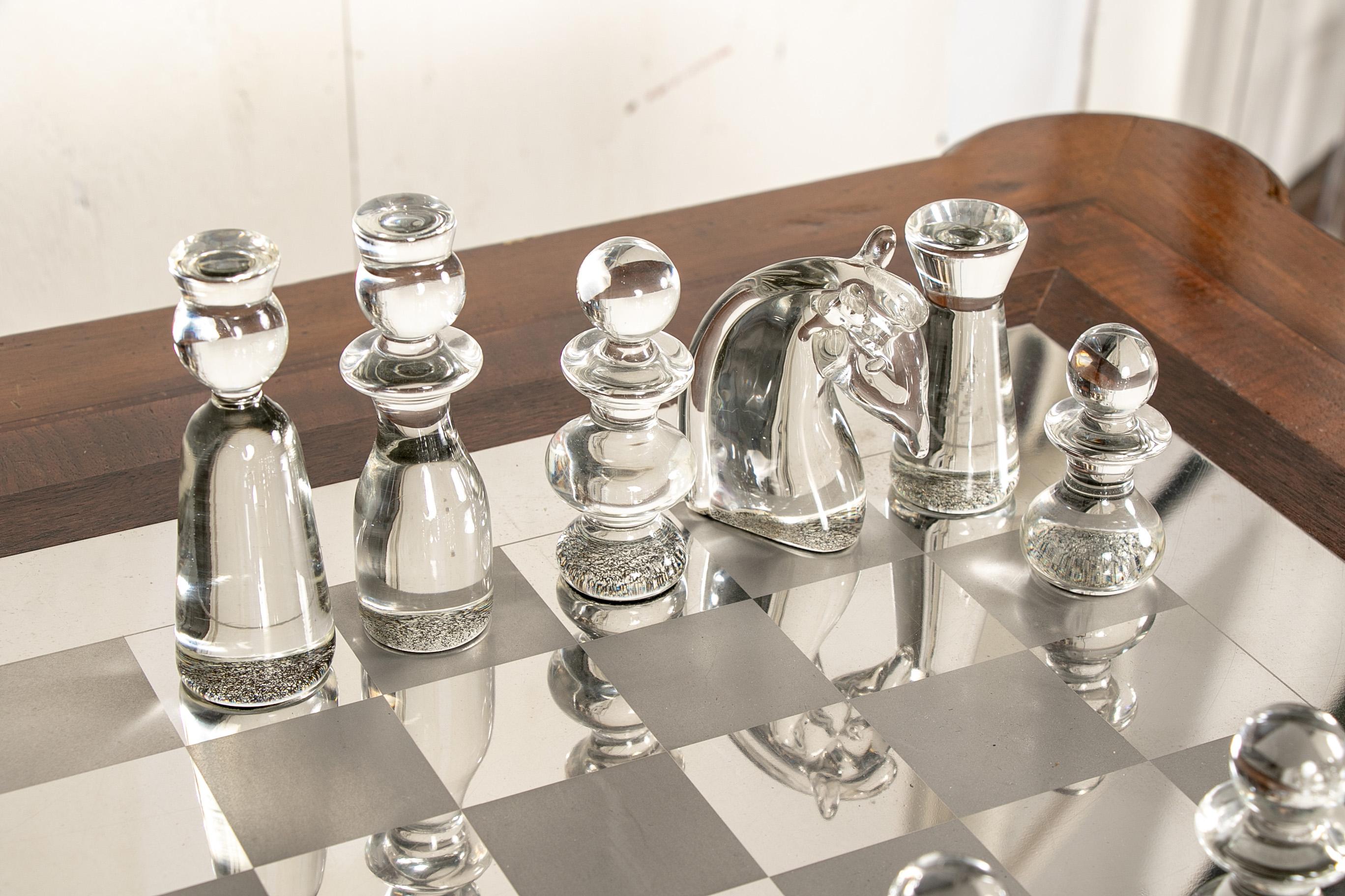 Murano Glass Vintage Italianate Games Table with Designer Chess Board and Cenedese Murano Gla