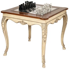 Vintage Italianate Games Table with Designer Chess Board and Cenedese Murano Gla