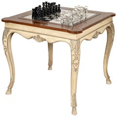 Vintage Italianate Games Table with Designer Chess Board and Cenedese Murano Gla
