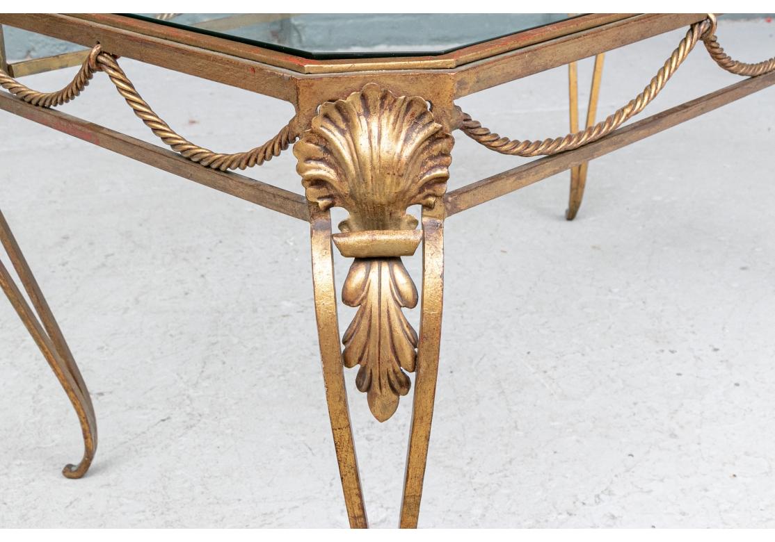 Vintage Italianate Gilt Iron & Glass Cocktail Table For Sale 2