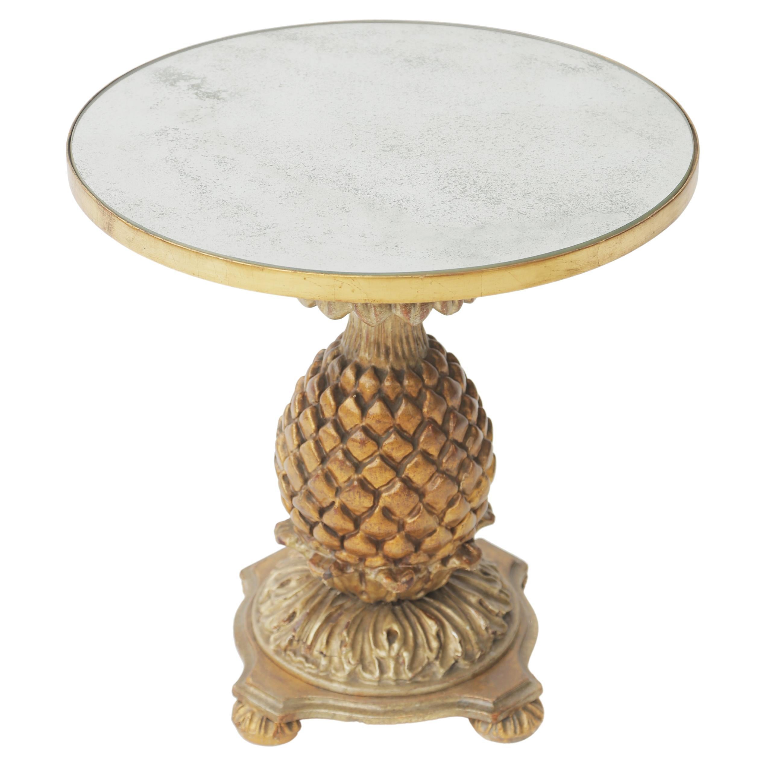 Vintage Italin Pineapple Accent Table with Mirrored Top For Sale