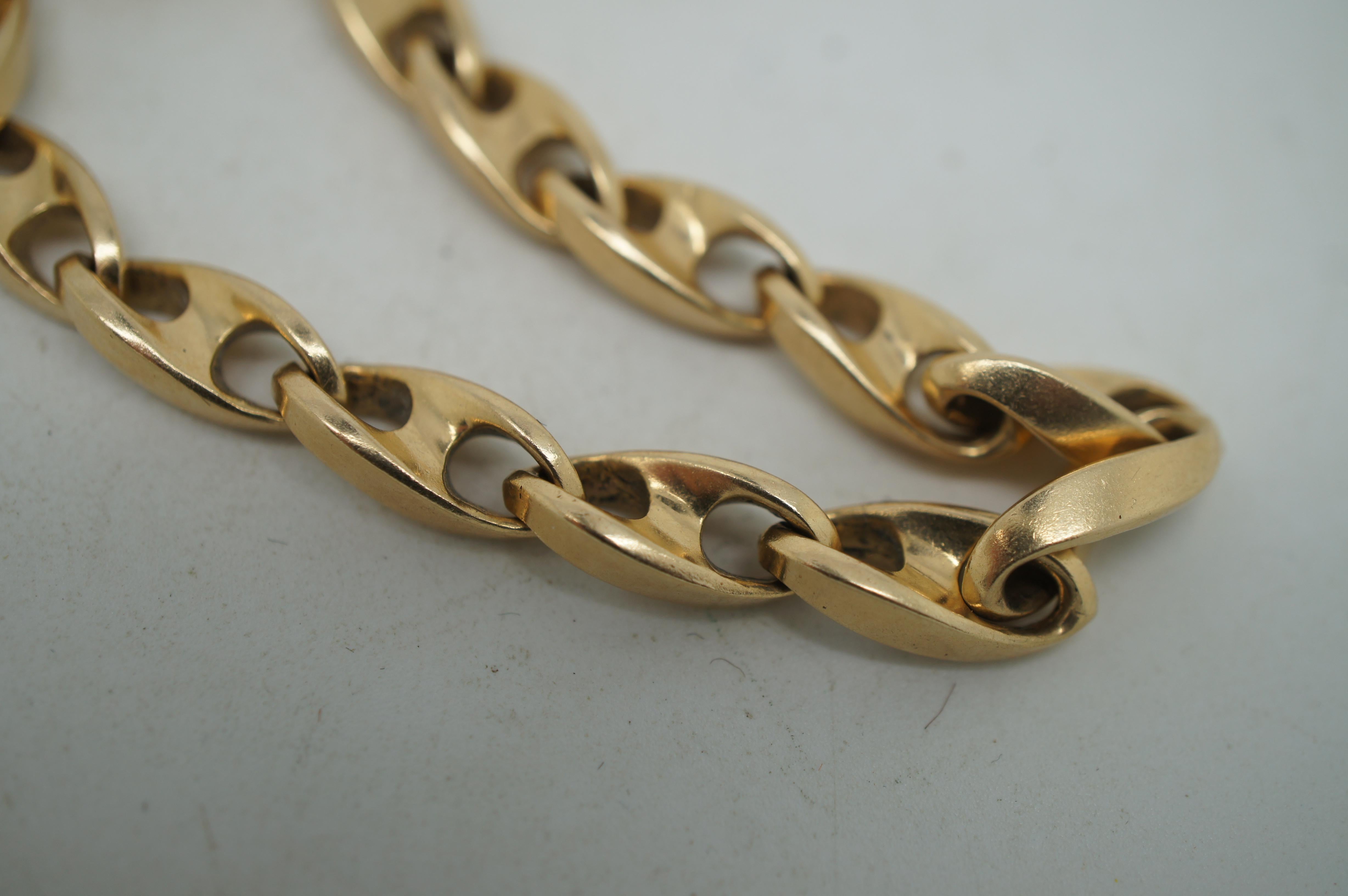 Vintage Italy 14K Yellow Gold Barleycorn Chain Bracelet 21g For Sale 3