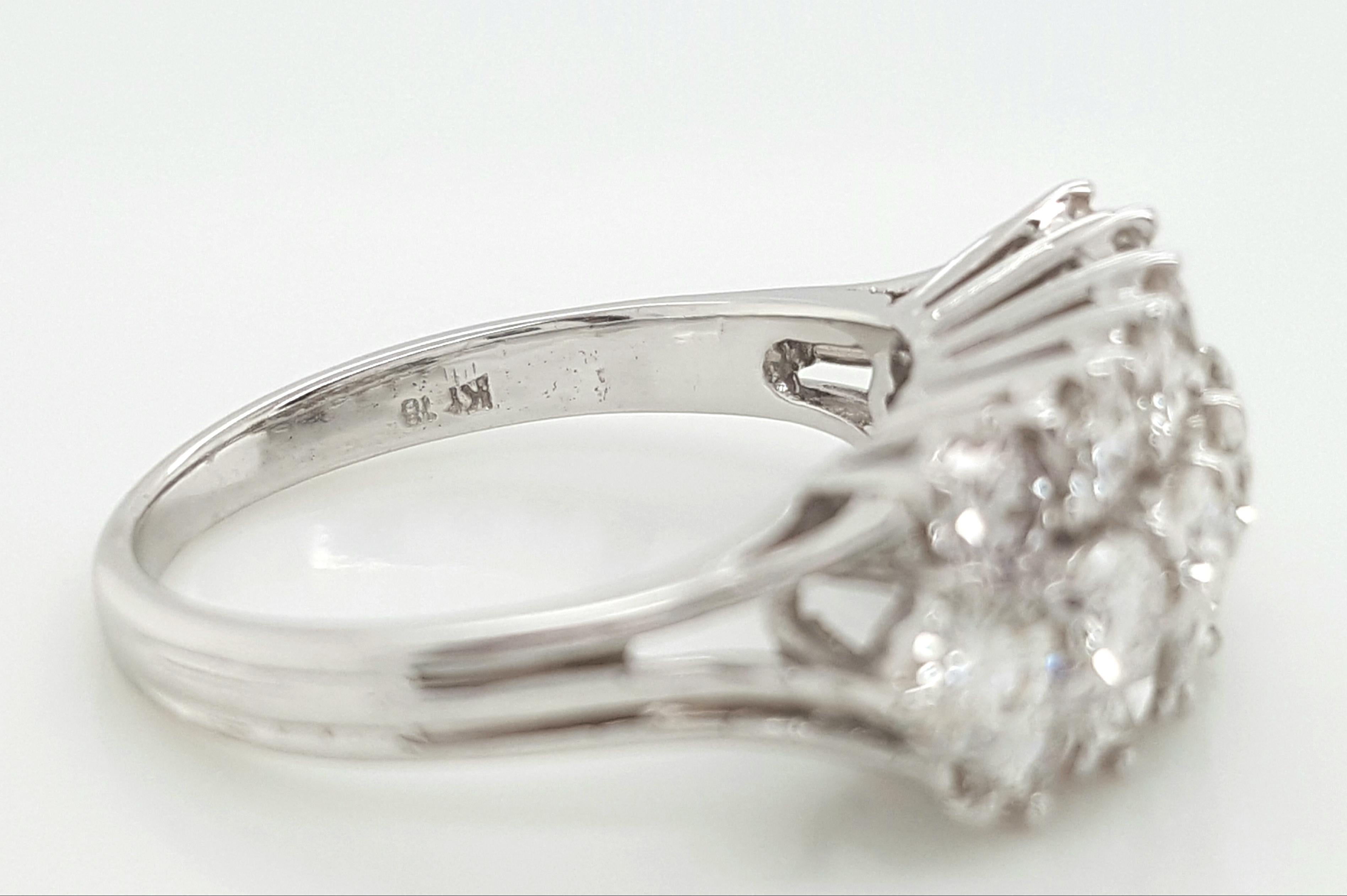 Vintage Italy 1.5 Carat Round Cut Diamond 18 Karat White Gold Ring In Good Condition In Addison, TX