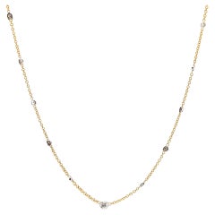 Vintage Italy 1.70 carat total weight diamond 18k gold by the yard necklace